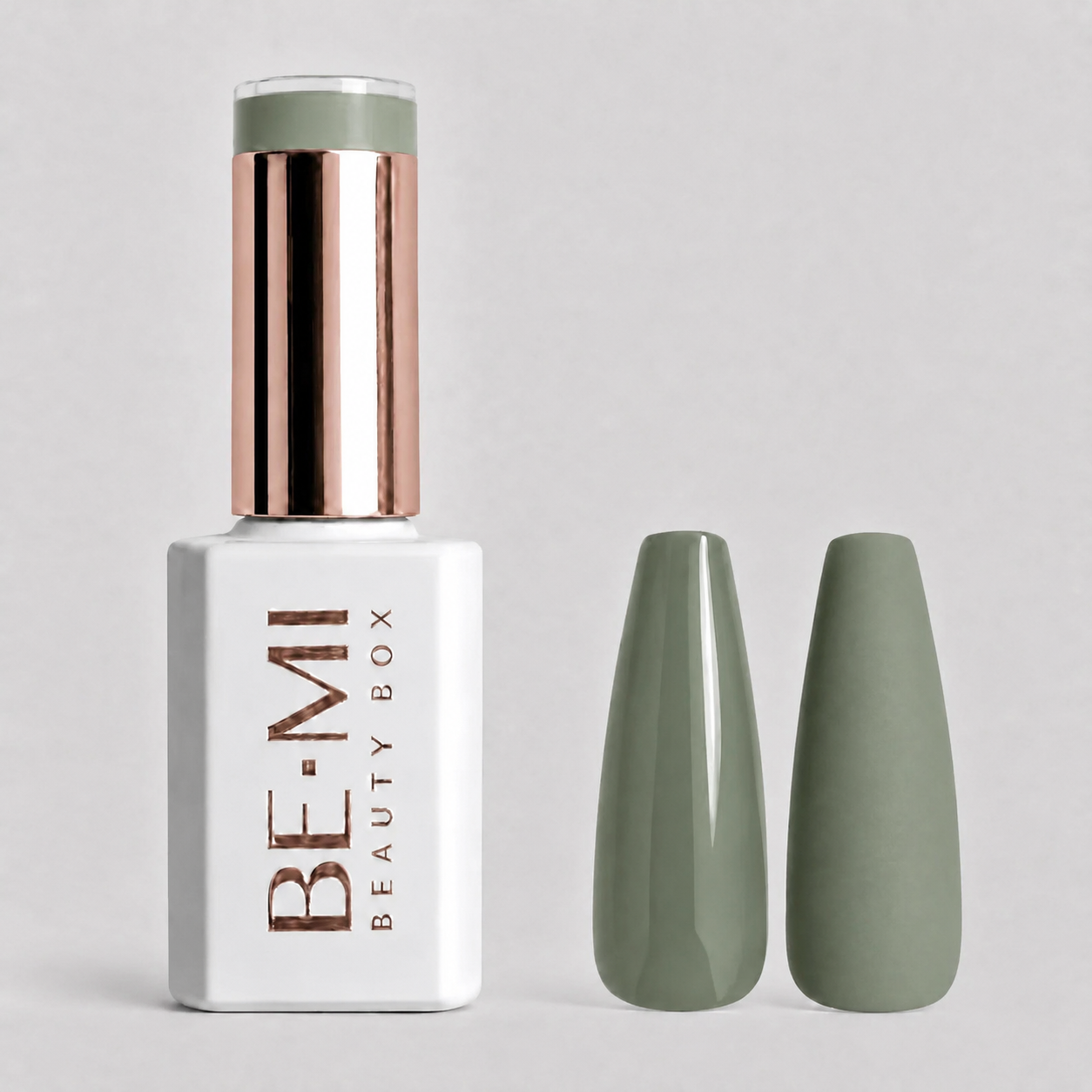 BEMI Creami F01 Gel Polish bottle and color swatch demonstrating full-coverage, self-leveling viscosity designed for professional, streak-free application.