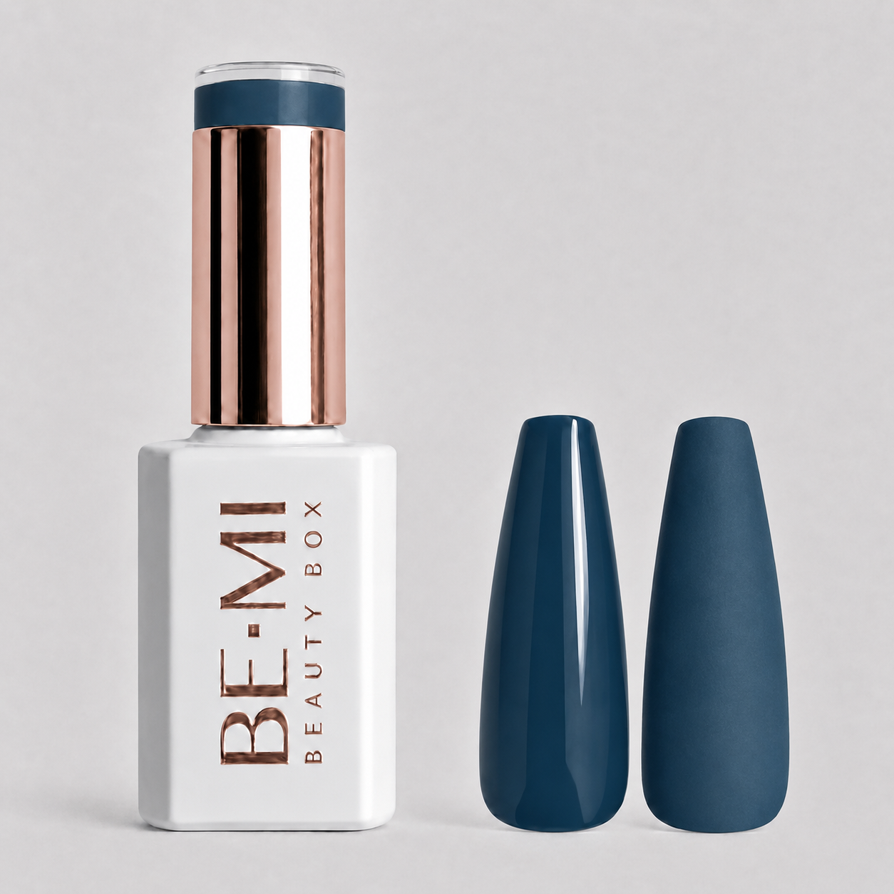 BEMI Creami F02 Gel Polish bottle and color swatch demonstrating full-coverage, self-leveling viscosity designed for professional, streak-free application.