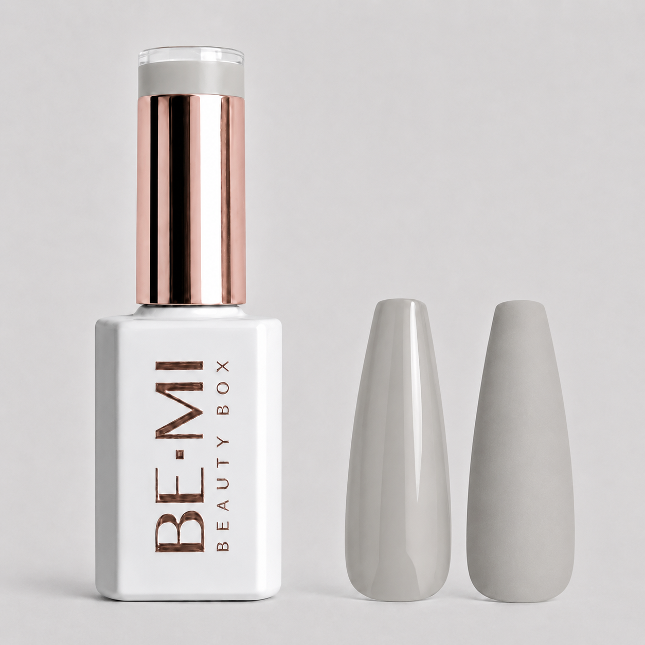 BEMI Creami F03 Gel Polish bottle and color swatch demonstrating full-coverage, self-leveling viscosity designed for professional, streak-free application.