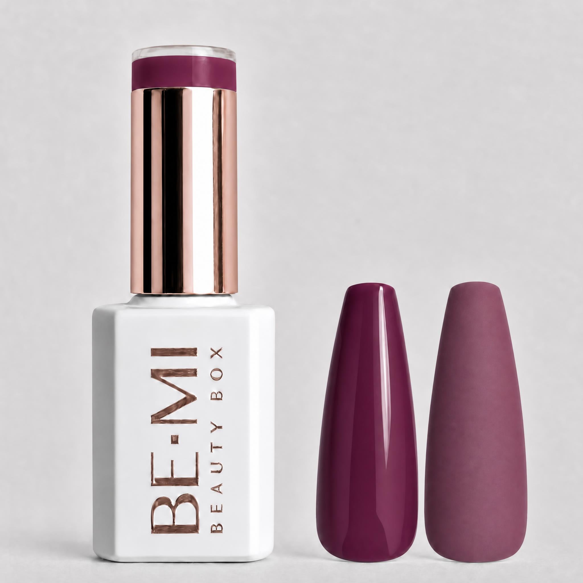 BEMI Creami F09 Gel Polish bottle and color swatch demonstrating full-coverage, self-leveling viscosity designed for professional, streak-free application.