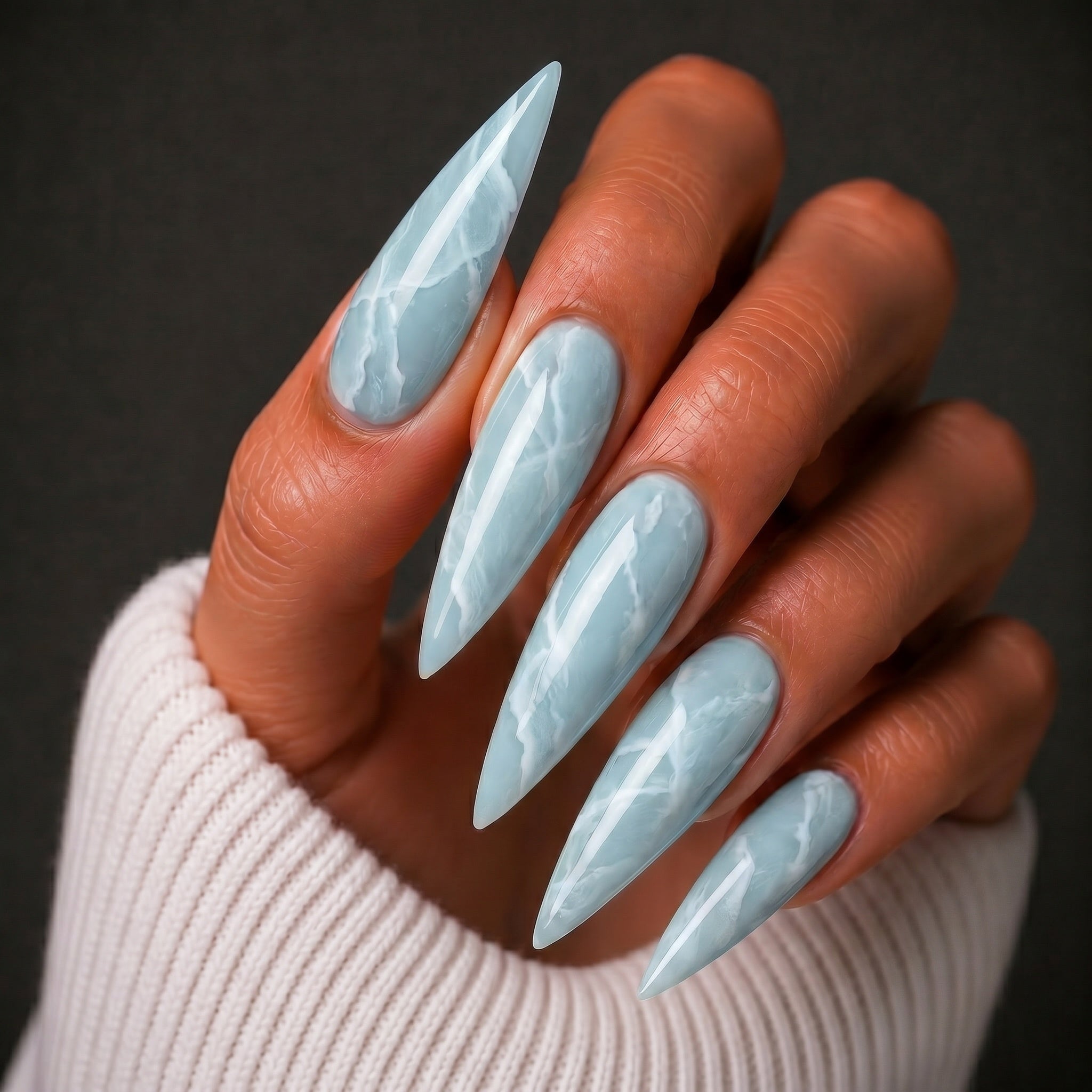 Finished manicured nails using BEMI Quartz Gel Polish in Blueberry, demonstrating soft translucence, luminous depth, and a refined, professional finish.