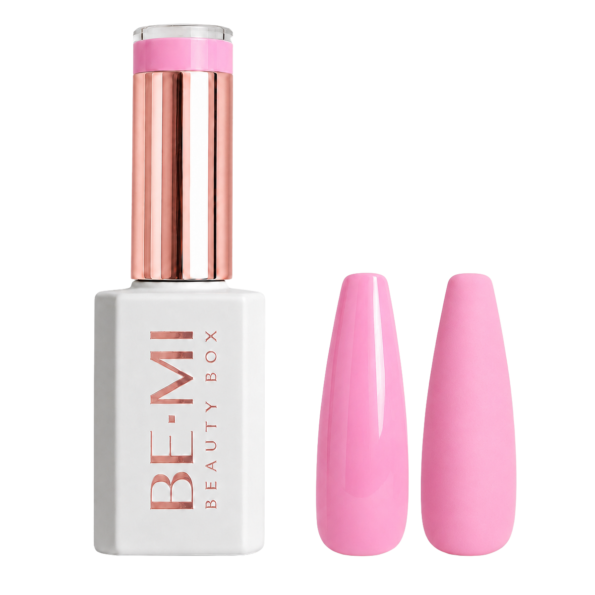 BEMI Creami CR106 Pinky Promise gel polish bottle and color swatch showing a bright sheer pink color.