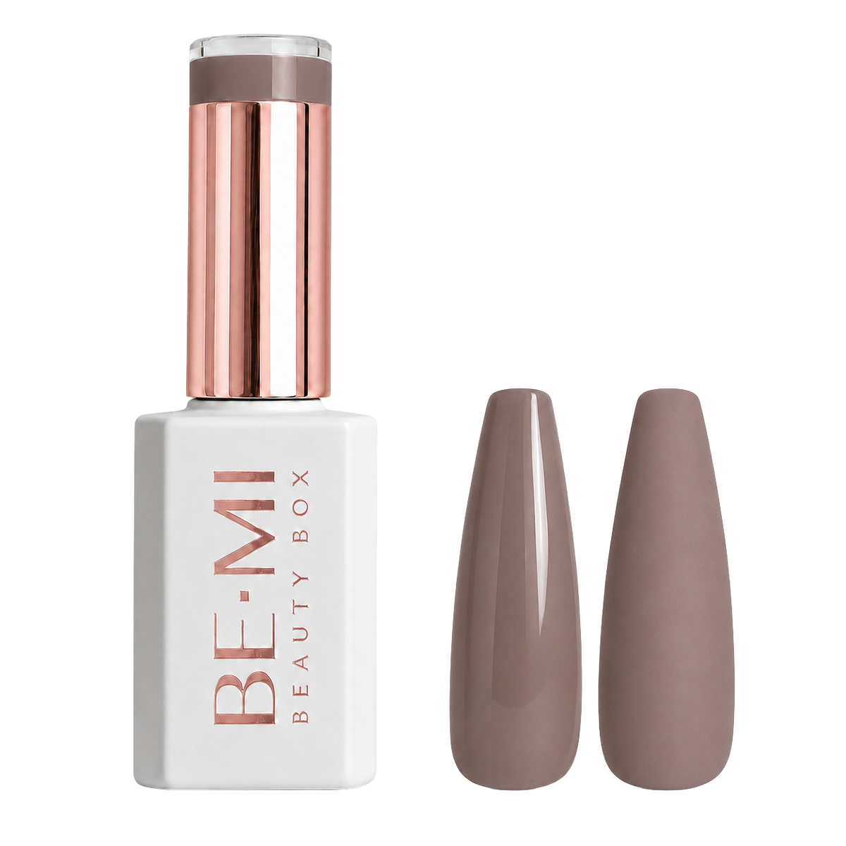 BEMI Creami N08 Gel Polish bottle and color swatch demonstrating full-coverage, self-leveling viscosity designed for professional, streak-free application.