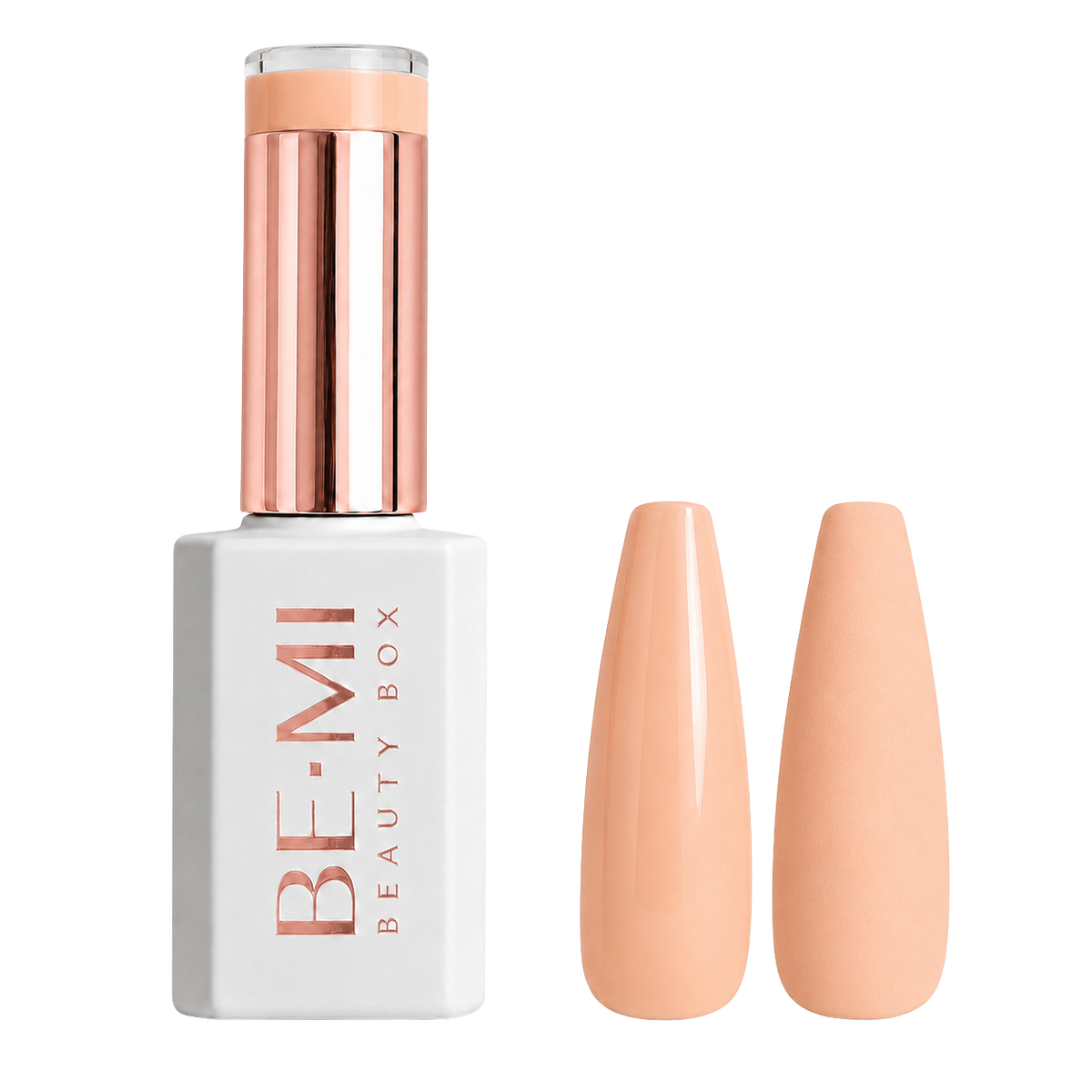BEMI Creami P03 Gel Polish bottle and color swatch demonstrating full-coverage, self-leveling viscosity designed for professional, streak-free application.