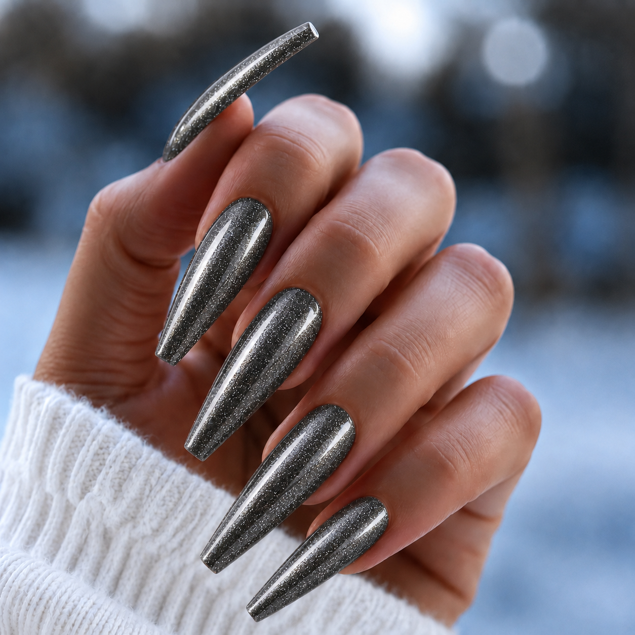 Finished manicured nails using Goddess - BEMI Cat Eye Gel, demonstrating activated magnetic particle dispersion for a multidimensional, velvet-light effect and a flawless professional finish.