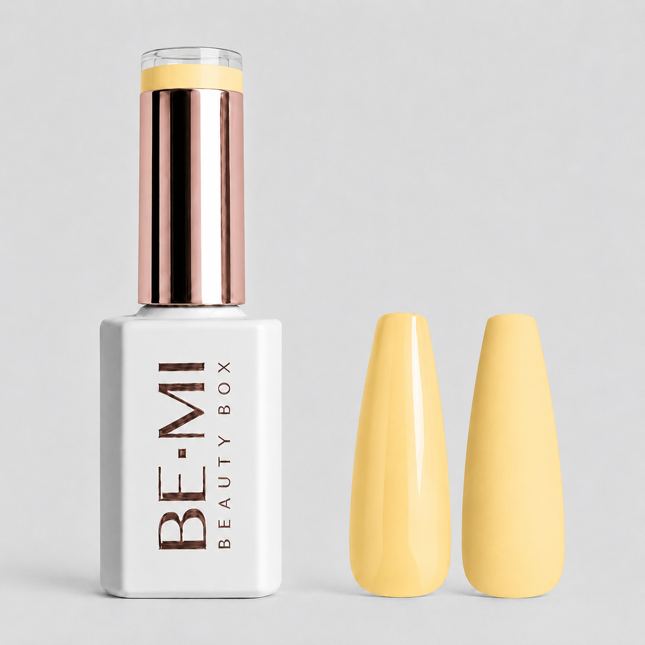 BEMI Creami O19 Gel Polish bottle and color swatch demonstrating full-coverage, self-leveling viscosity designed for professional, streak-free application.