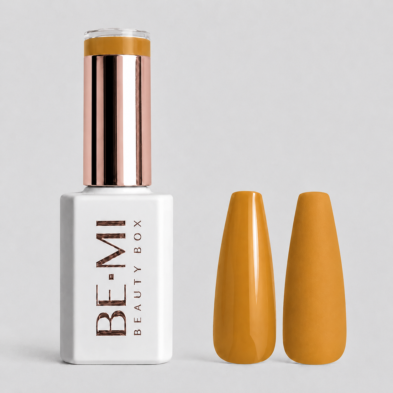 BEMI Creami O22 Gel Polish bottle and color swatch demonstrating full-coverage, self-leveling viscosity designed for professional, streak-free application.