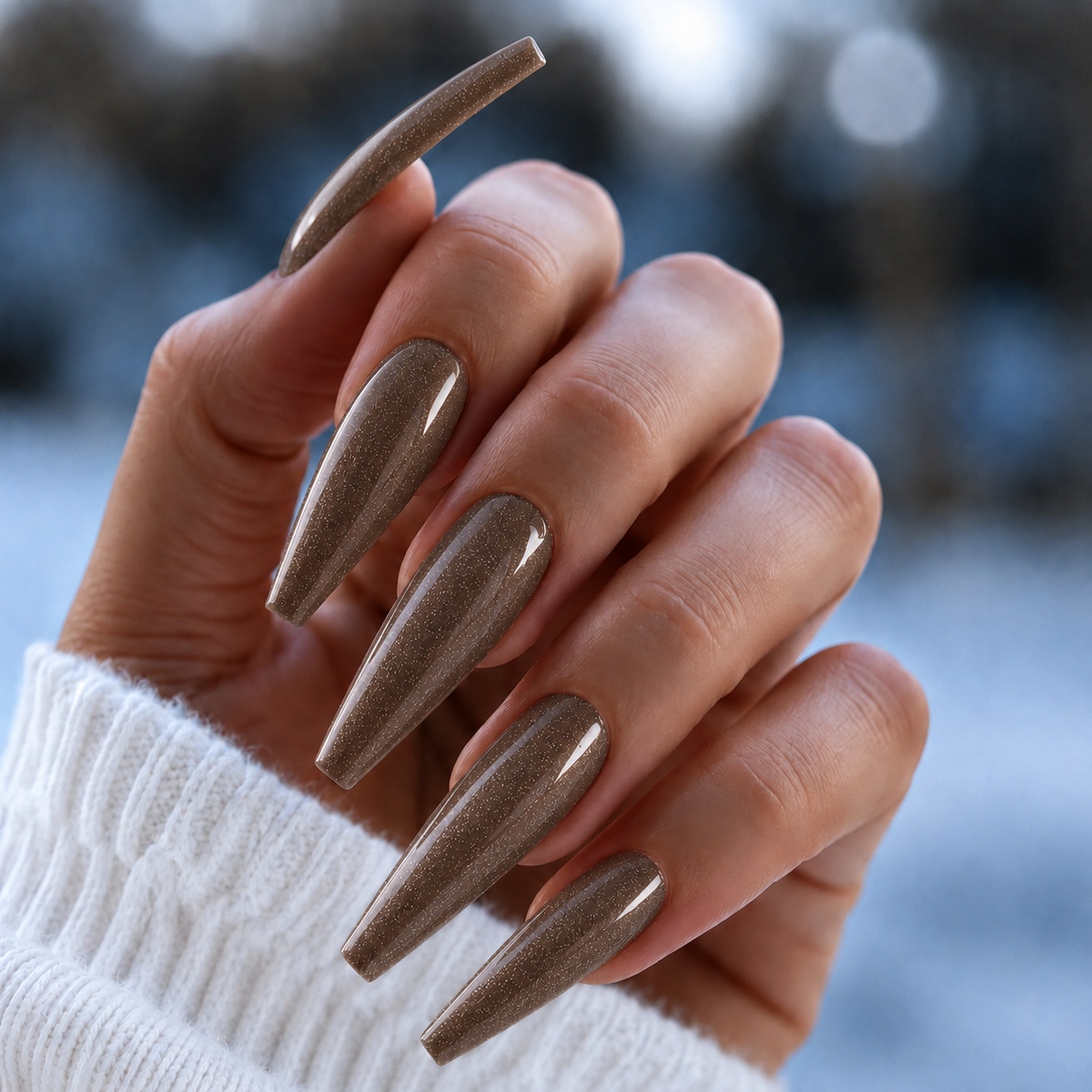 Finished manicured nails using Moonlight - BEMI Cat Eye Gel, demonstrating activated magnetic particle dispersion for a multidimensional, velvet-light effect and a flawless professional finish.
