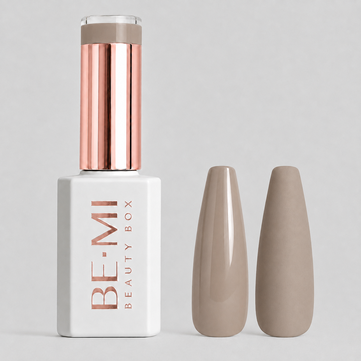 BEMI Creami N03 Gel Polish bottle and color swatch demonstrating full-coverage, self-leveling viscosity designed for professional, streak-free application.