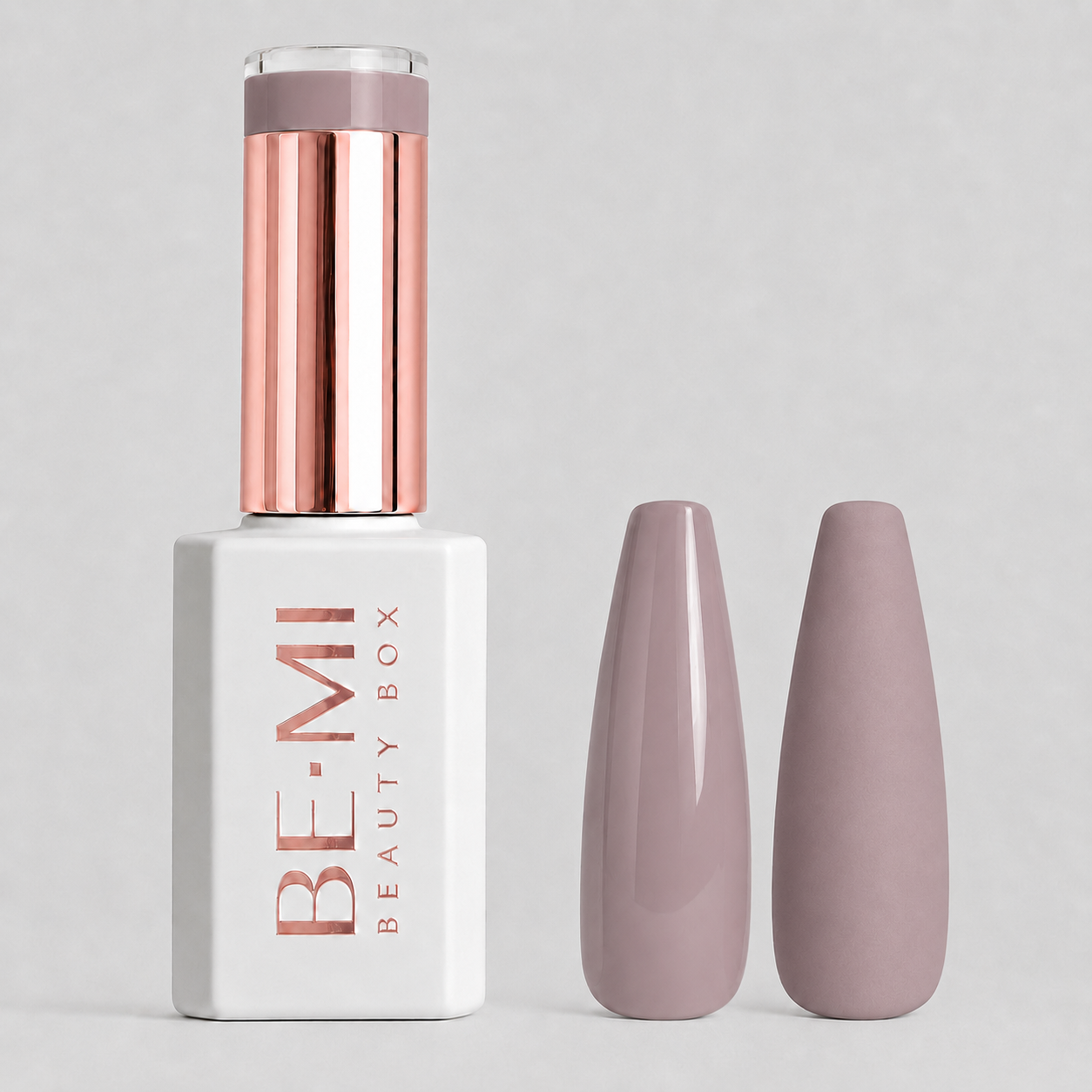 BEMI Creami N04 Gel Polish bottle and color swatch demonstrating full-coverage, self-leveling viscosity designed for professional, streak-free application.