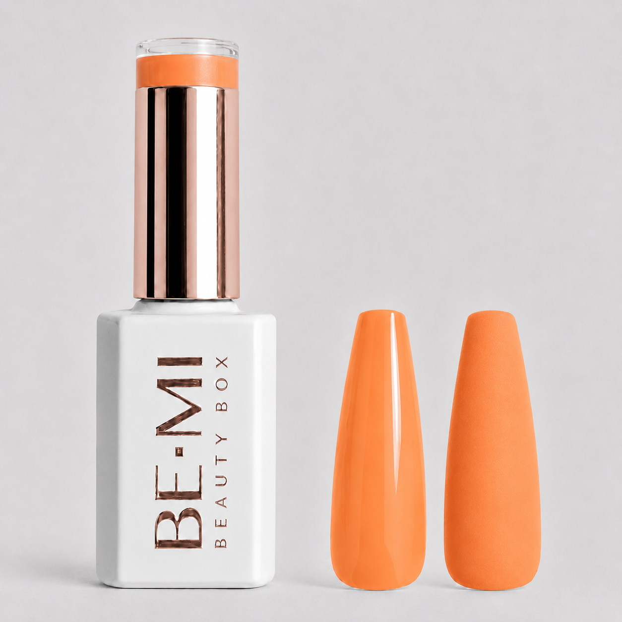 BEMI Creami O06 Gel Polish bottle and color swatch demonstrating full-coverage, self-leveling viscosity designed for professional, streak-free application.