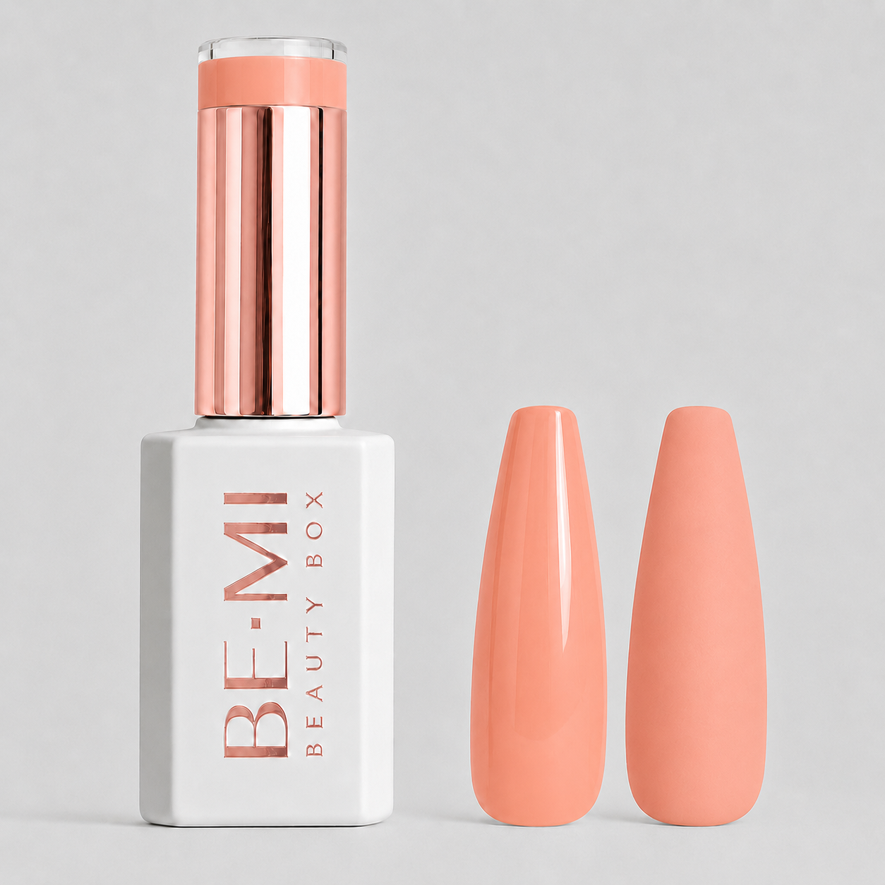 BEMI Creami O15 Gel Polish bottle and color swatch demonstrating full-coverage, self-leveling viscosity designed for professional, streak-free application.