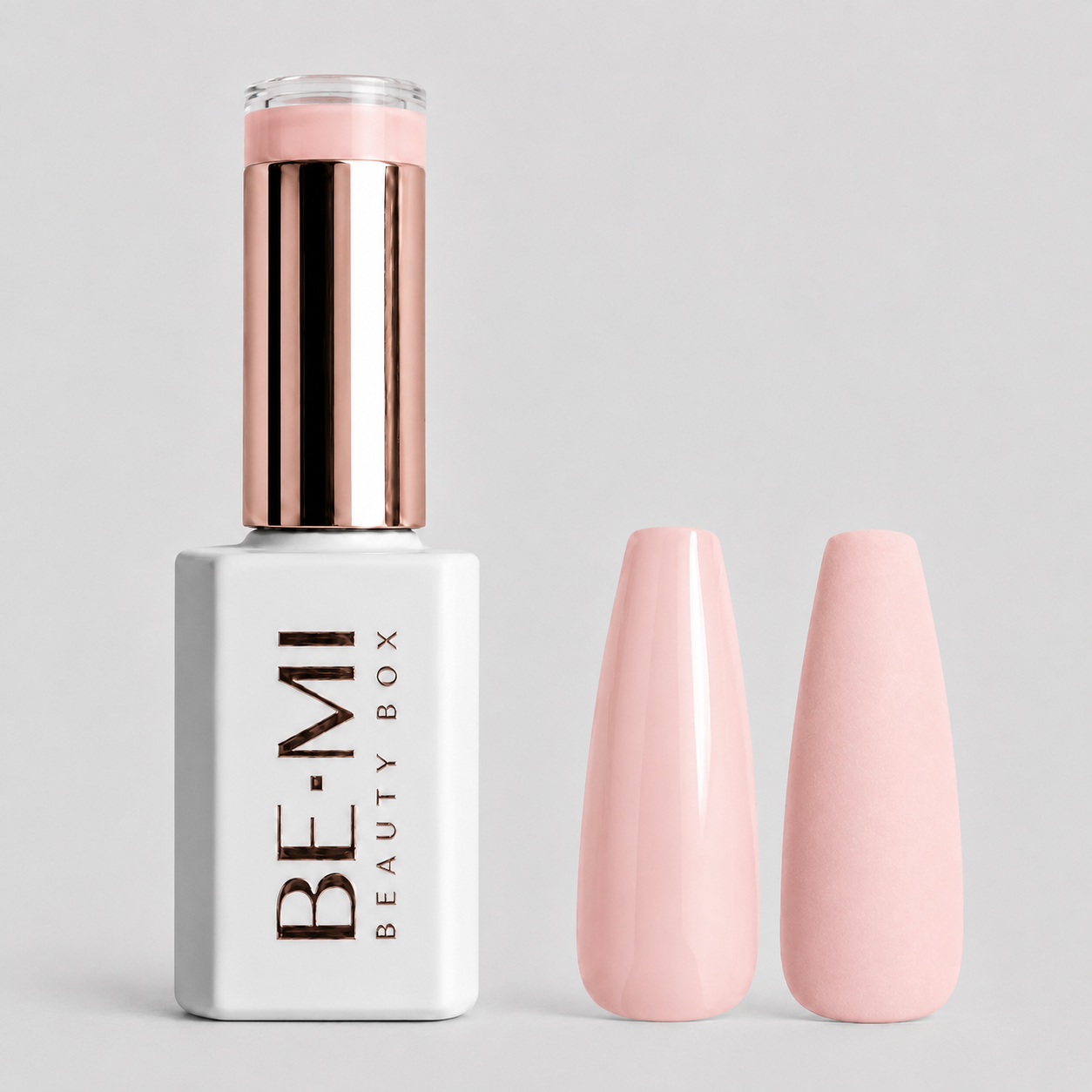 BEMI Creami O25 Gel Polish bottle and color swatch demonstrating full-coverage, self-leveling viscosity designed for professional, streak-free application.