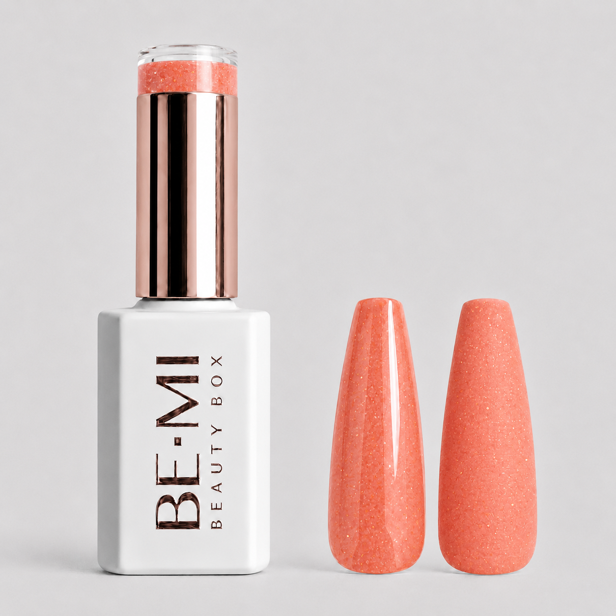 BEMI Creami O26 Gel Polish bottle and color swatch demonstrating full-coverage, self-leveling viscosity designed for professional, streak-free application.
