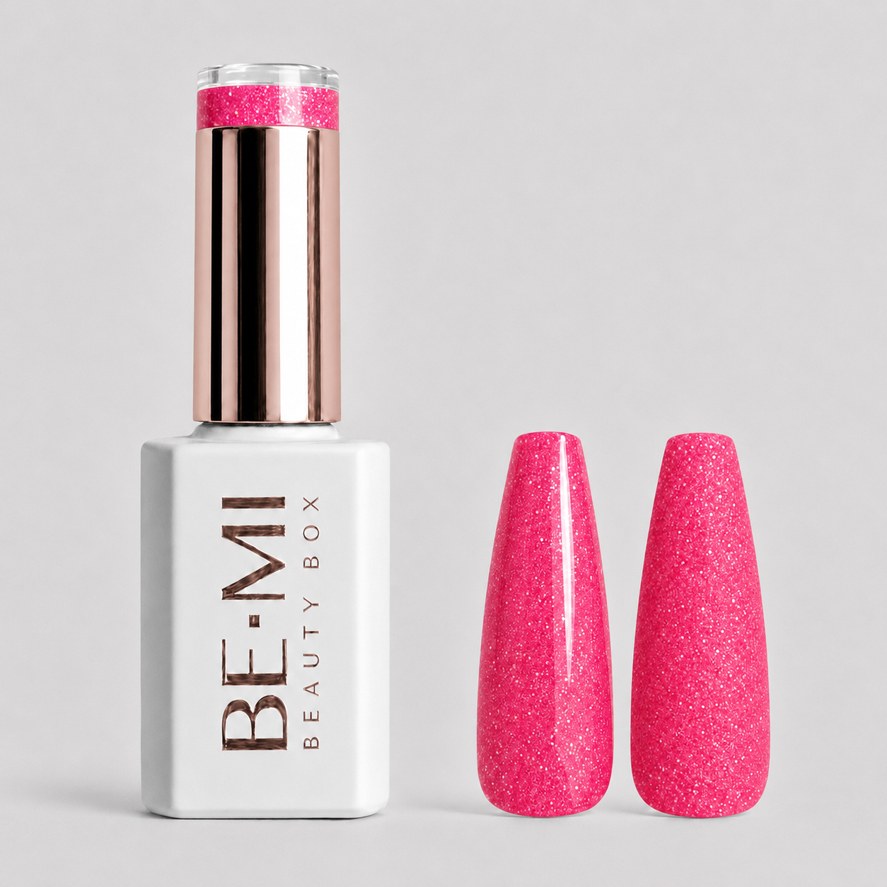 BEMI Creami O28 Gel Polish bottle and color swatch demonstrating full-coverage, self-leveling viscosity designed for professional, streak-free application.