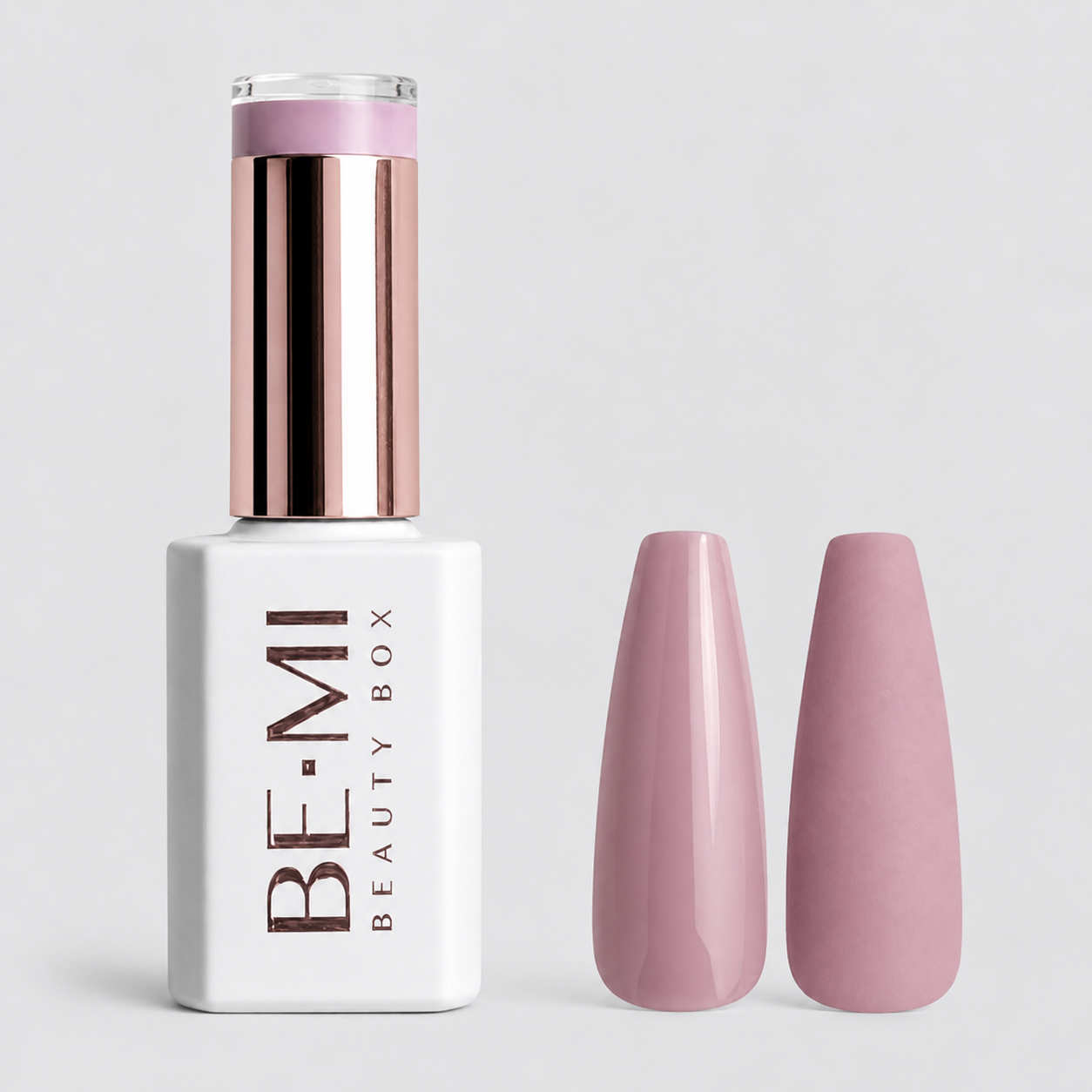 BEMI Creami P01 Gel Polish bottle and color swatch demonstrating full-coverage, self-leveling viscosity designed for professional, streak-free application.