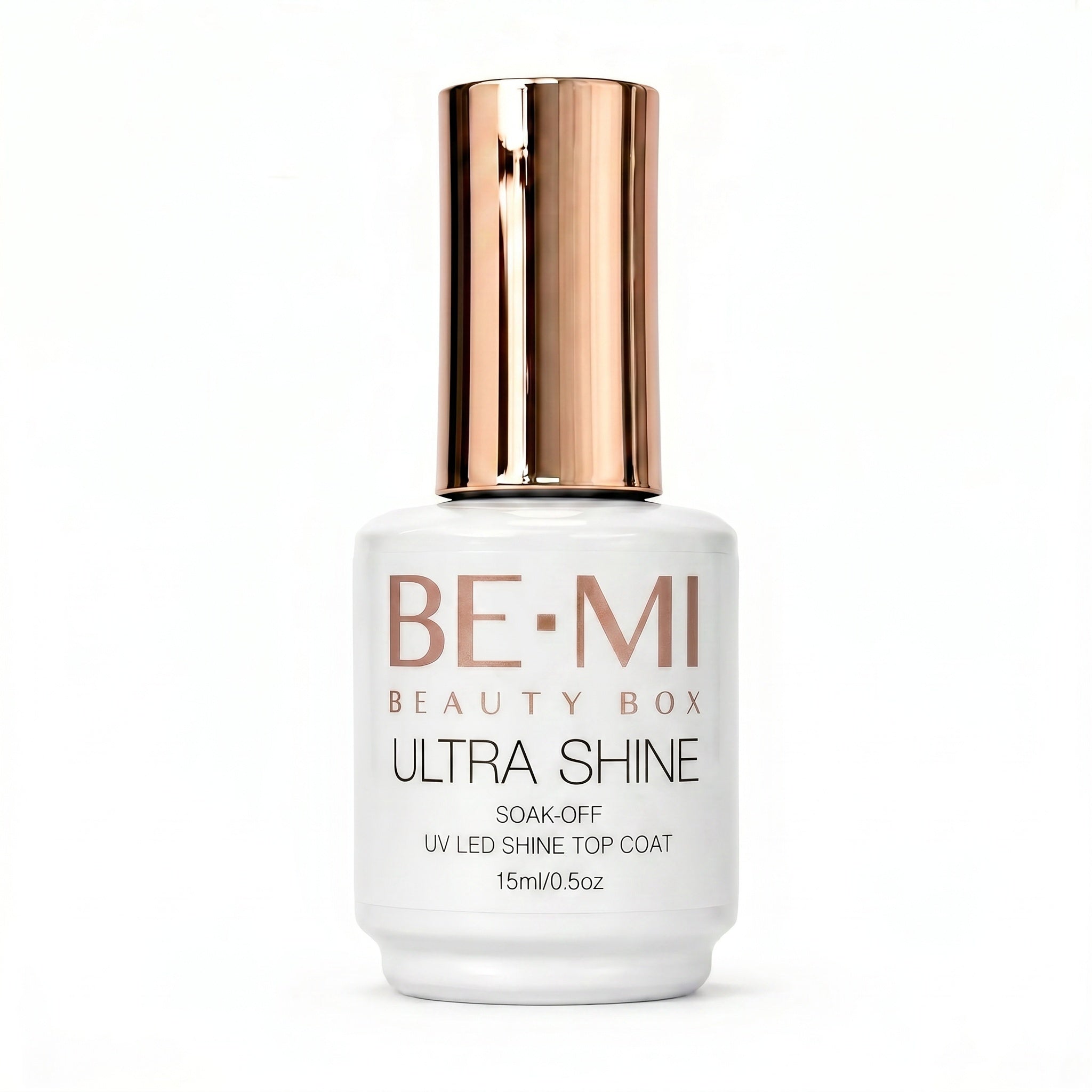 BEMI Ultra Shine gel top coat designed to provide a smooth shine finish, fast LED or UV curing, and long-lasting protection for professional gel manicures.