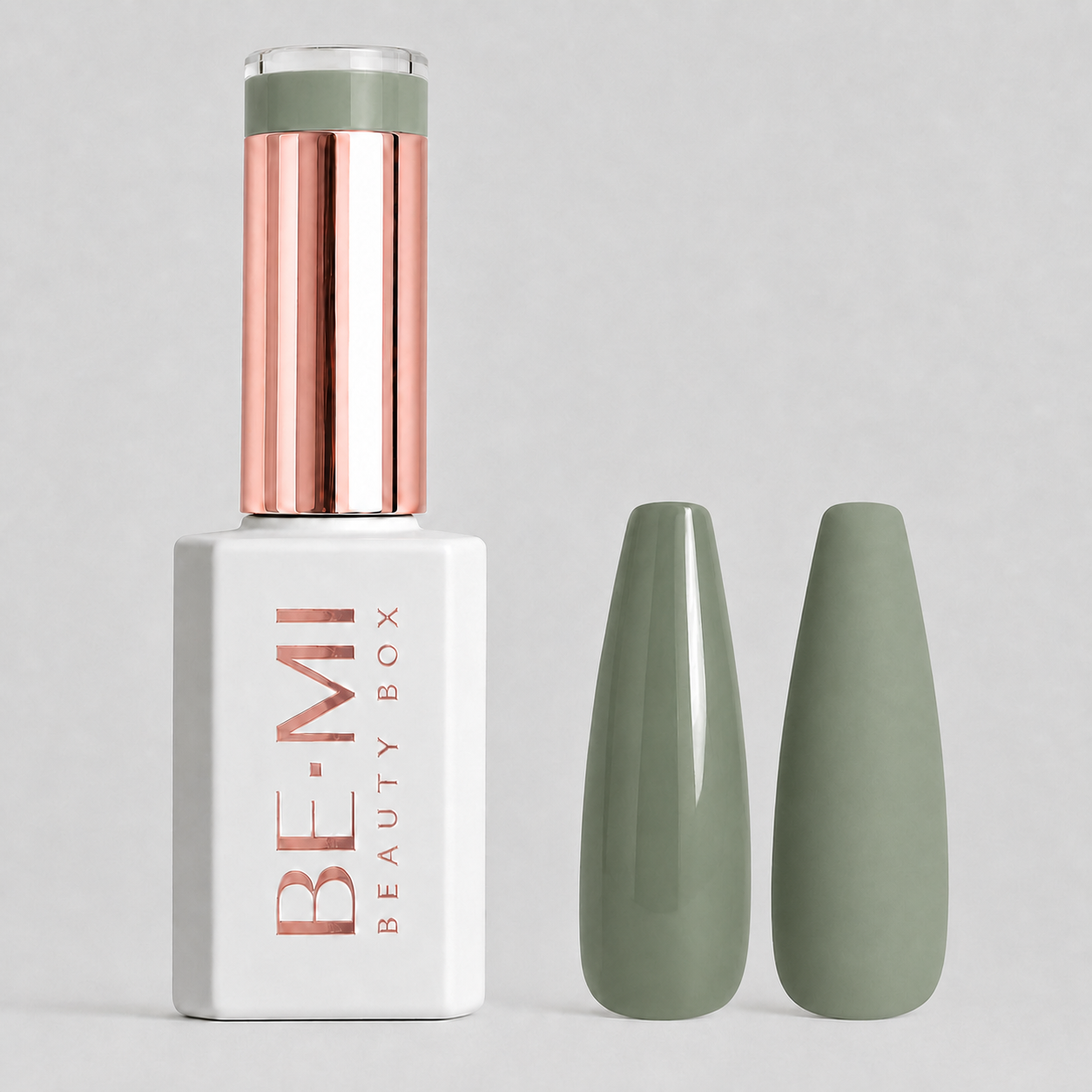 BEMI Creami F01 Gel Polish bottle and color swatch demonstrating full-coverage, self-leveling viscosity designed for professional, streak-free application.