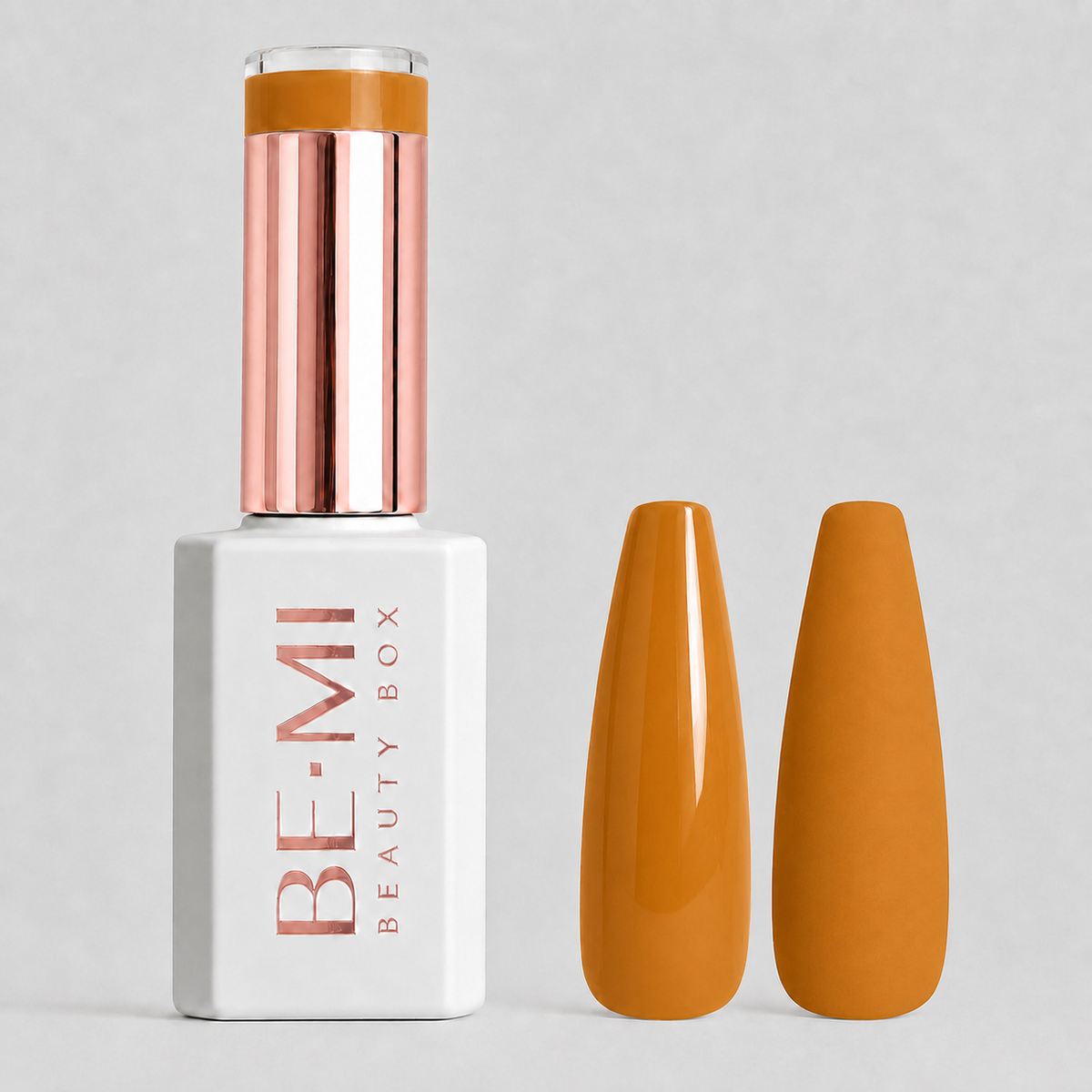 BEMI Creami F04 Gel Polish bottle and color swatch demonstrating full-coverage, self-leveling viscosity designed for professional, streak-free application.
