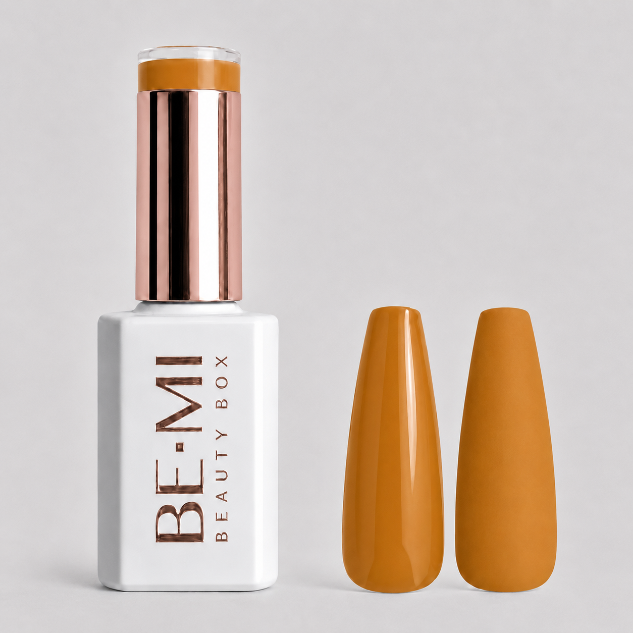 BEMI Creami F04 Gel Polish bottle and color swatch demonstrating full-coverage, self-leveling viscosity designed for professional, streak-free application.