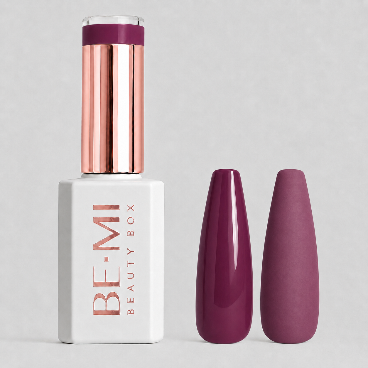 BEMI Creami F09 Gel Polish bottle and color swatch demonstrating full-coverage, self-leveling viscosity designed for professional, streak-free application.