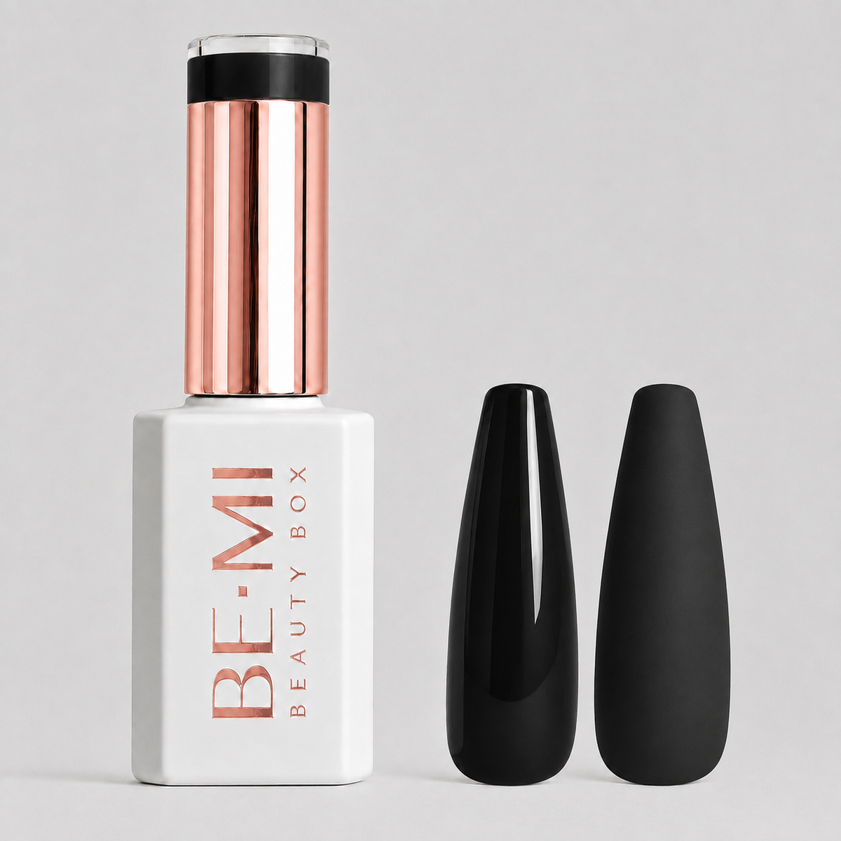 BEMI Creami B01 Gel Polish bottle and color swatch demonstrating full-coverage, self-leveling viscosity designed for professional, streak-free application.