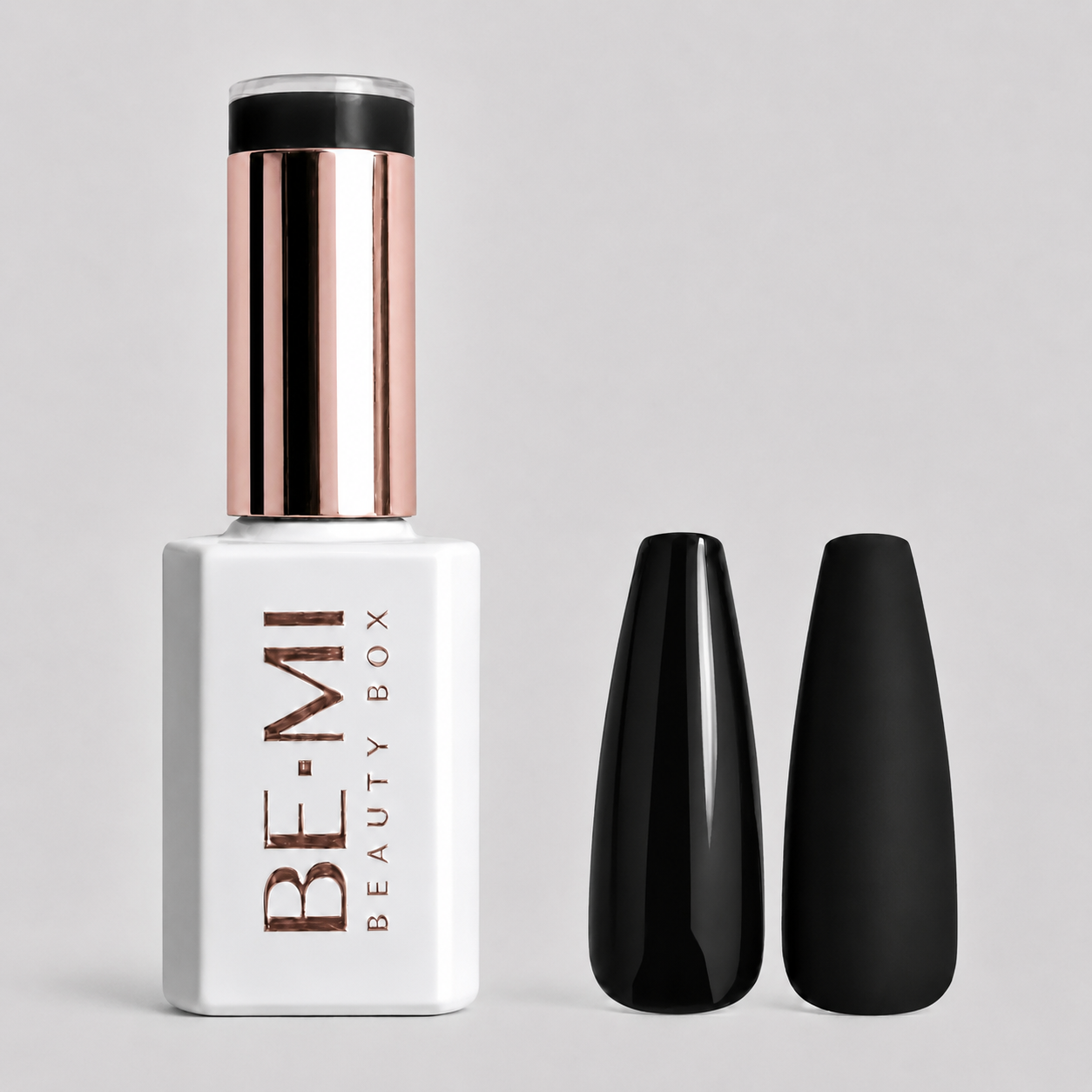 BEMI Creami B01 Gel Polish bottle and color swatch demonstrating full-coverage, self-leveling viscosity designed for professional, streak-free application.
