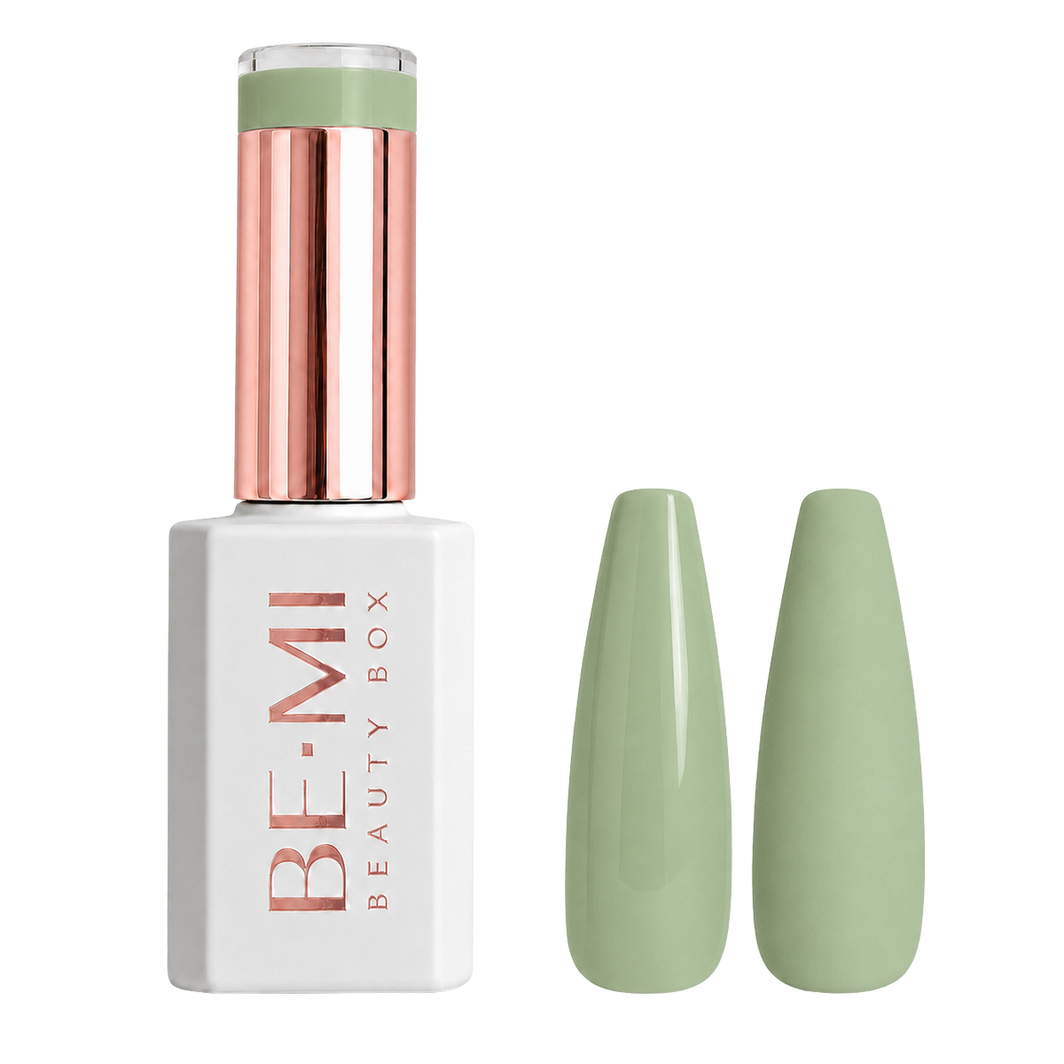 BEMI Creami F10 Gel Polish bottle and color swatch demonstrating full-coverage, self-leveling viscosity designed for professional, streak-free application.
