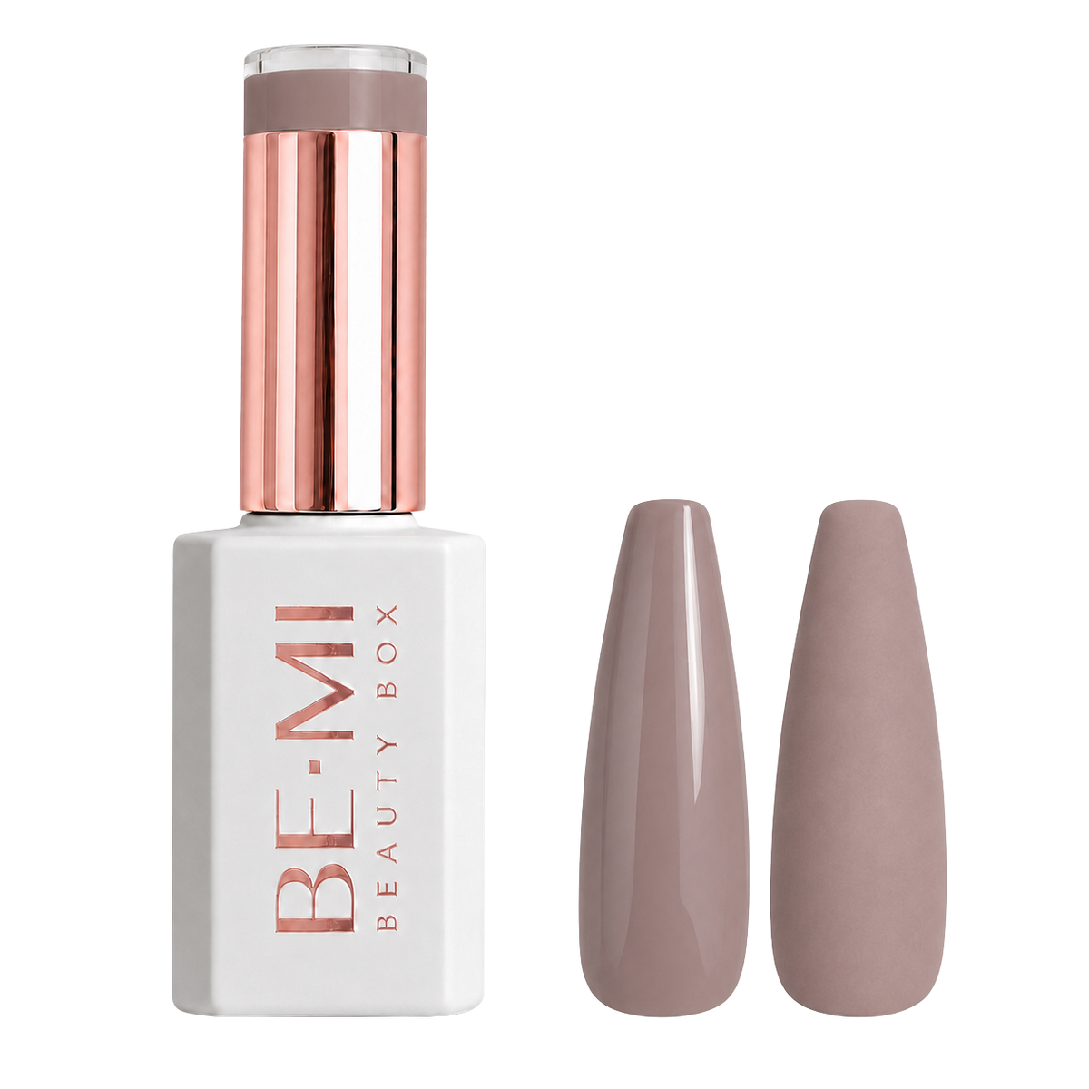 BEMI Creami N05 Gel Polish bottle and color swatch demonstrating full-coverage, self-leveling viscosity designed for professional, streak-free application.