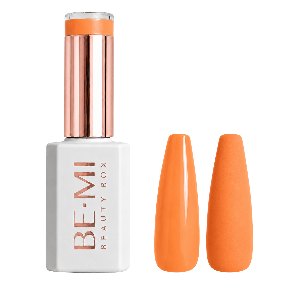 BEMI Creami O06 Gel Polish bottle and color swatch demonstrating full-coverage, self-leveling viscosity designed for professional, streak-free application.