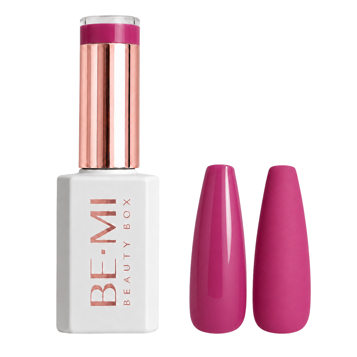 BEMI Creami O24 Gel Polish bottle and color swatch demonstrating full-coverage, self-leveling viscosity designed for professional, streak-free application.