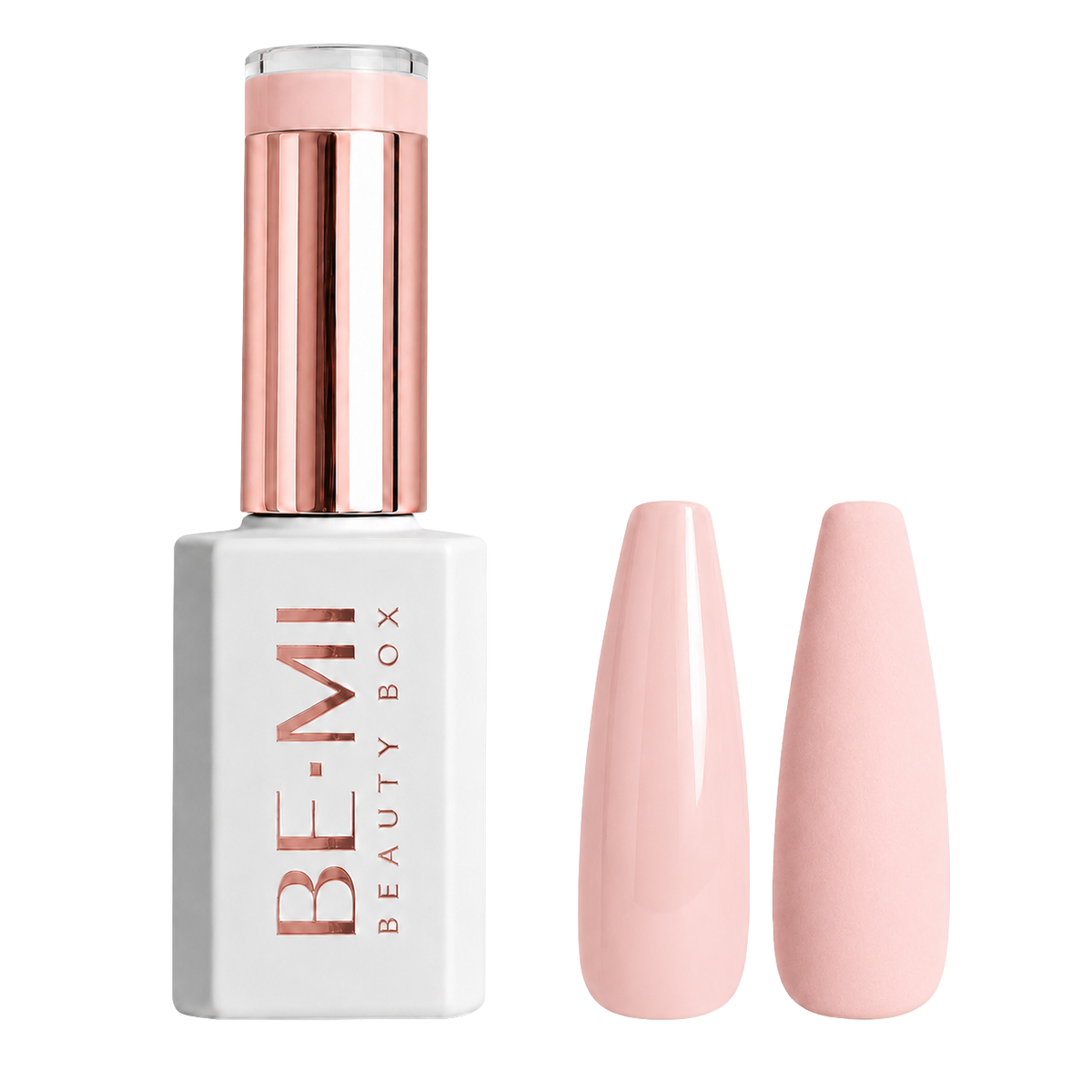 BEMI Creami O25 Gel Polish bottle and color swatch demonstrating full-coverage, self-leveling viscosity designed for professional, streak-free application.