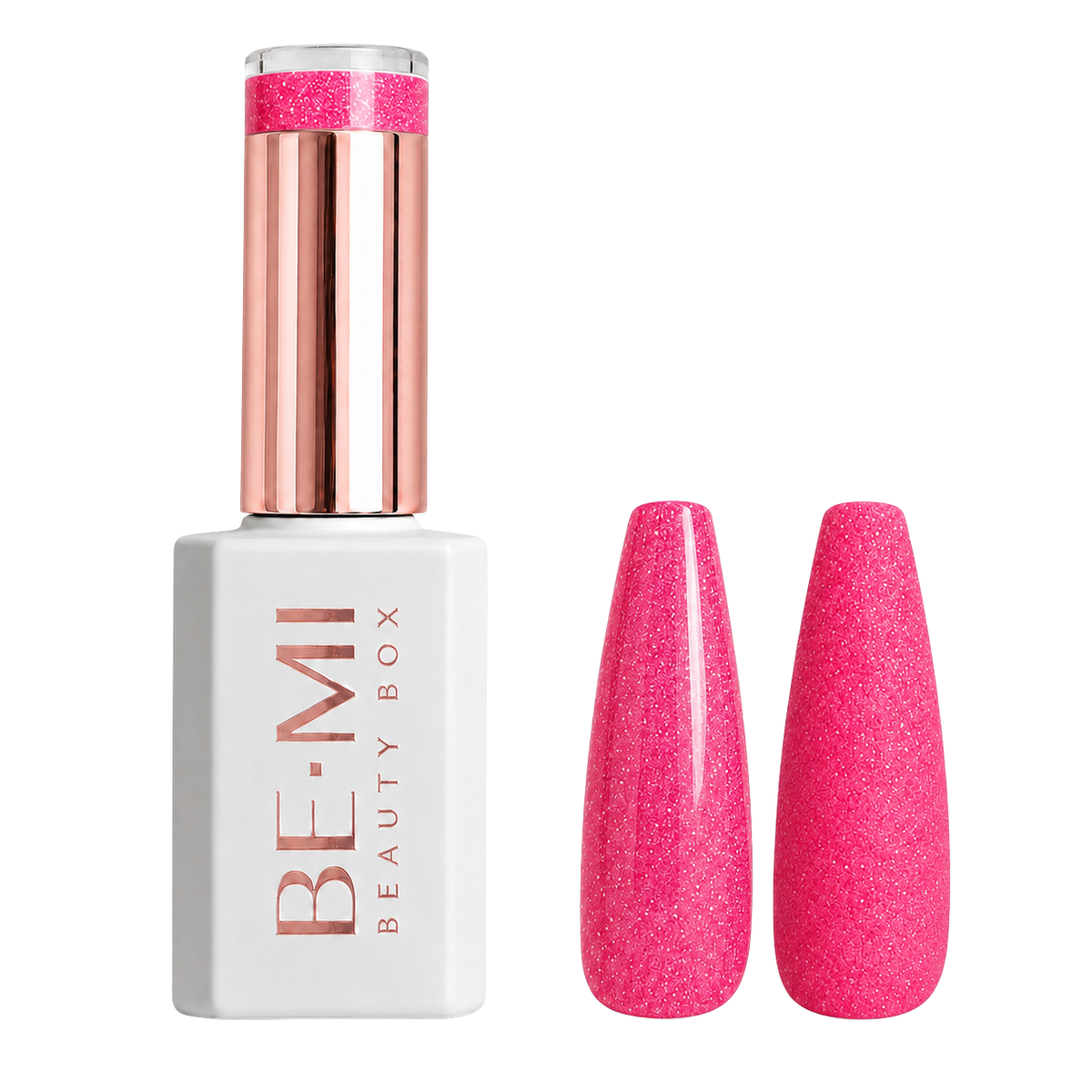 BEMI Creami O28 Gel Polish bottle and color swatch demonstrating full-coverage, self-leveling viscosity designed for professional, streak-free application.