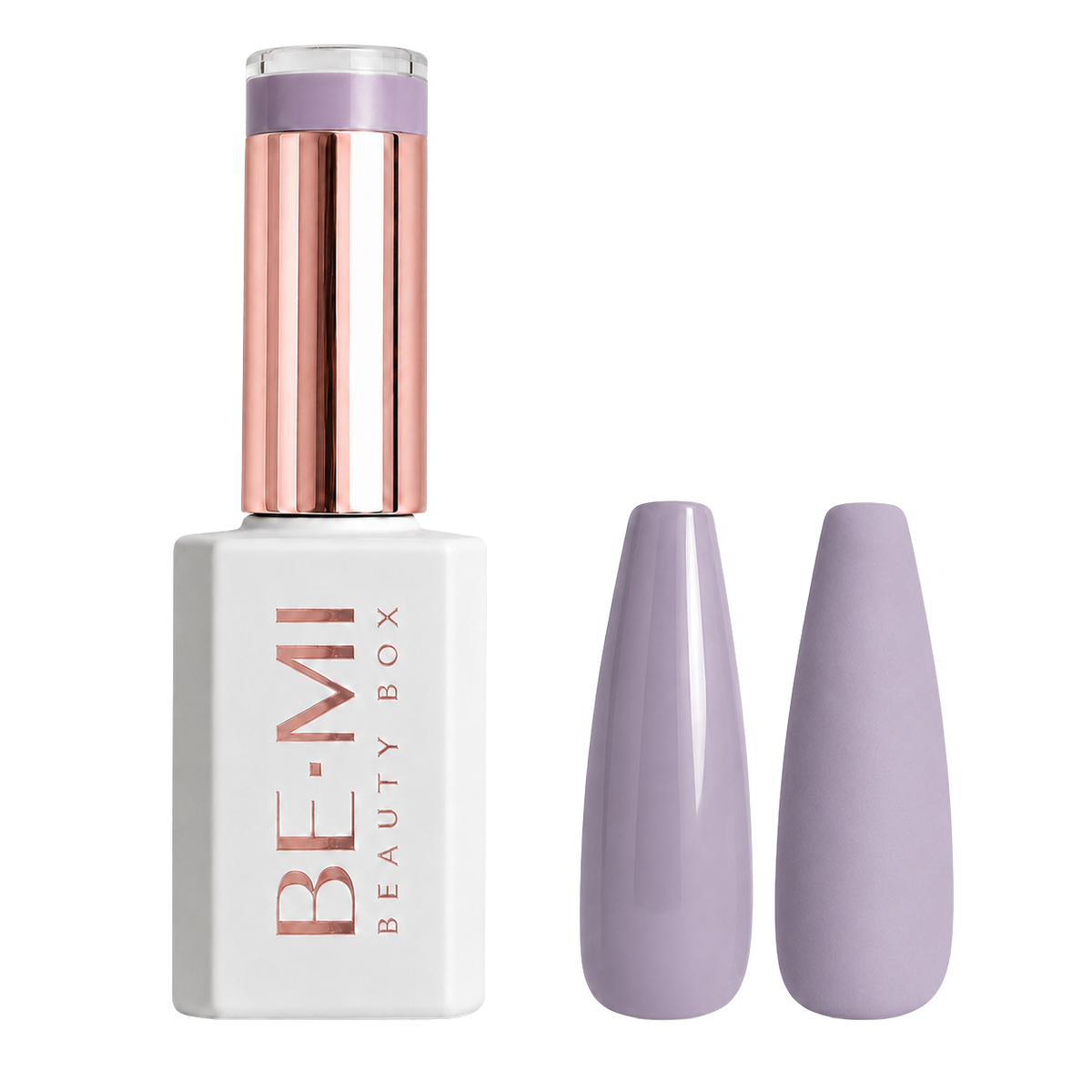 BEMI Creami P02 Gel Polish bottle and color swatch demonstrating full-coverage, self-leveling viscosity designed for professional, streak-free application.