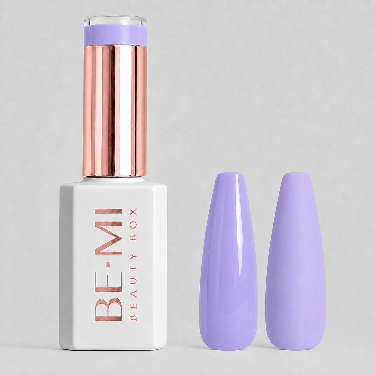 BEMI Creami CR105 Cold Shoulder gel polish bottle and color swatch showing a soft lavender sheer color.