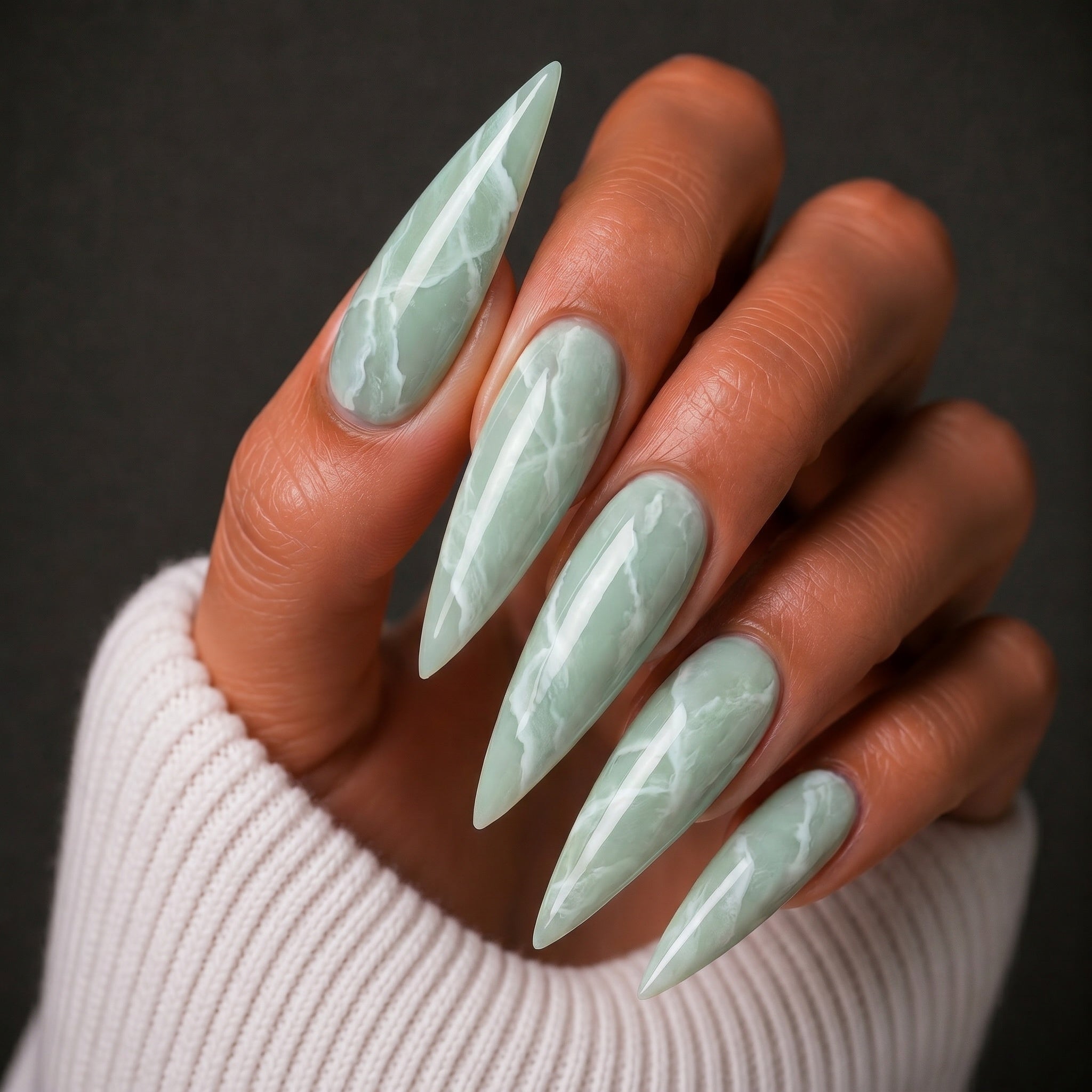 Finished manicured nails using BEMI Quartz Gel Polish in Melon, demonstrating soft translucence, luminous depth, and a refined, professional finish.