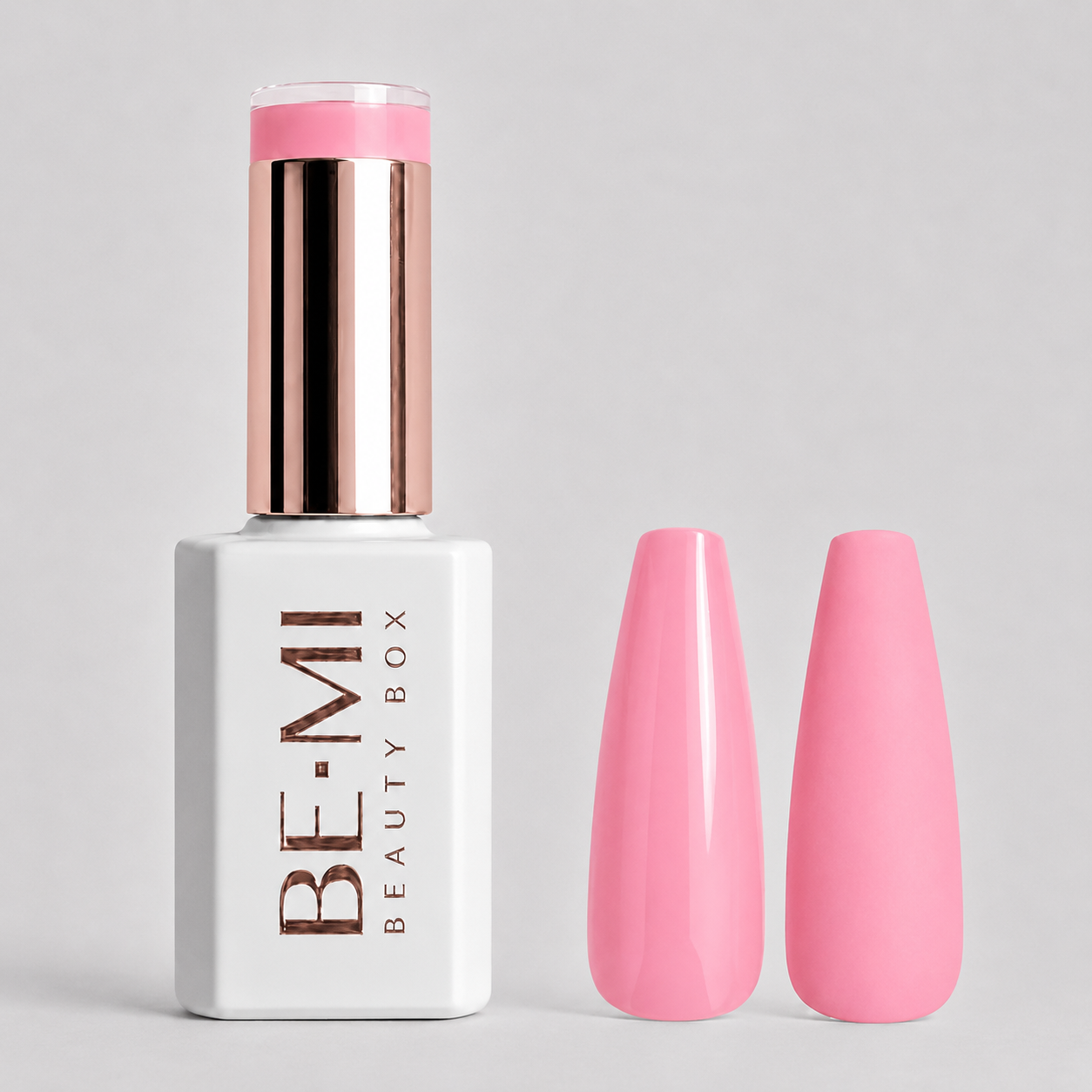 BEMI Creami O03 Gel Polish bottle and color swatch demonstrating full-coverage, self-leveling viscosity designed for professional, streak-free application.