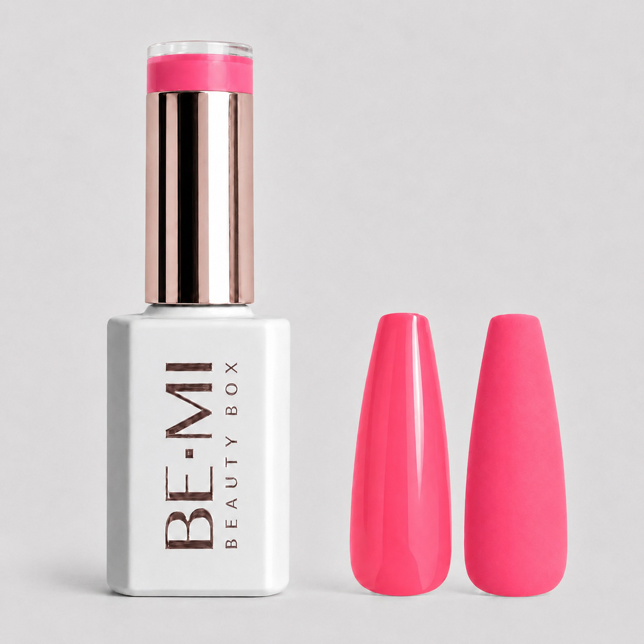 BEMI Creami O04 Gel Polish bottle and color swatch demonstrating full-coverage, self-leveling viscosity designed for professional, streak-free application.