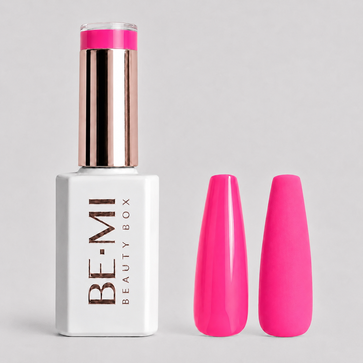 BEMI Creami O05 Gel Polish bottle and color swatch demonstrating full-coverage, self-leveling viscosity designed for professional, streak-free application.