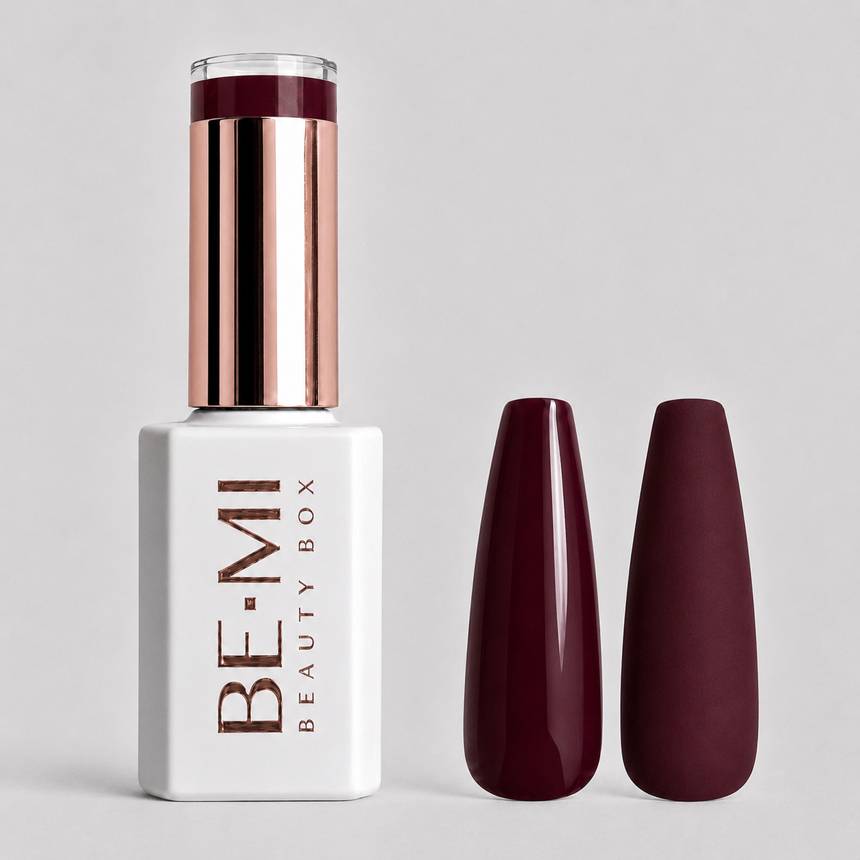 BEMI Creami R05 Gel Polish bottle and color swatch demonstrating full-coverage, self-leveling viscosity designed for professional, streak-free application.