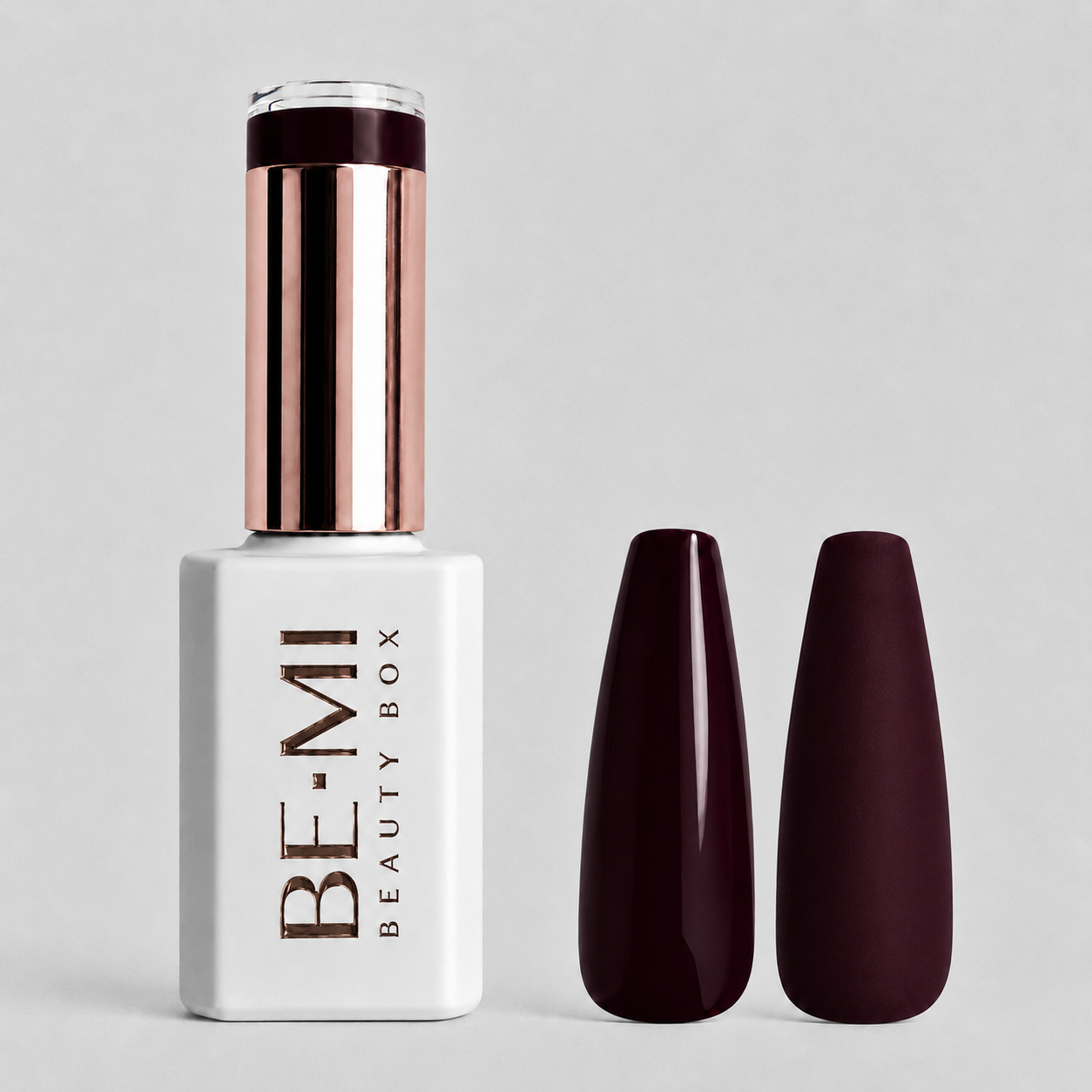 BEMI Creami R06 Gel Polish bottle and color swatch demonstrating full-coverage, self-leveling viscosity designed for professional, streak-free application.