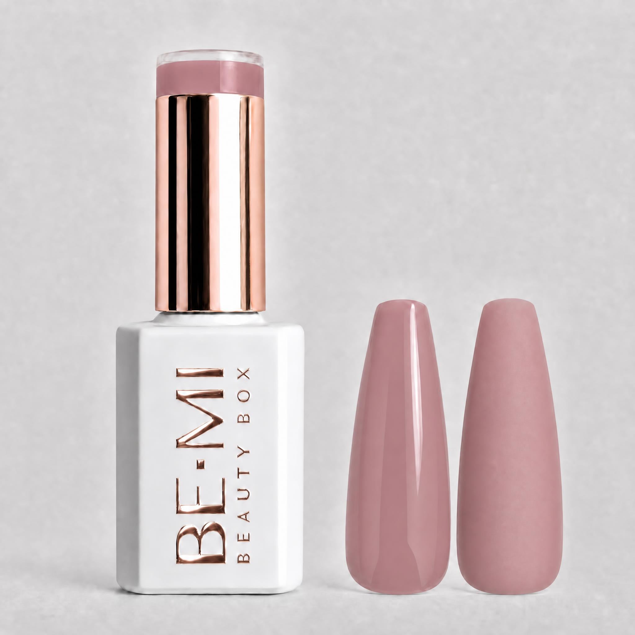 BEMI Creami SN06 Gel Polish bottle and color swatch demonstrating full-coverage, self-leveling viscosity designed for professional, streak-free application.