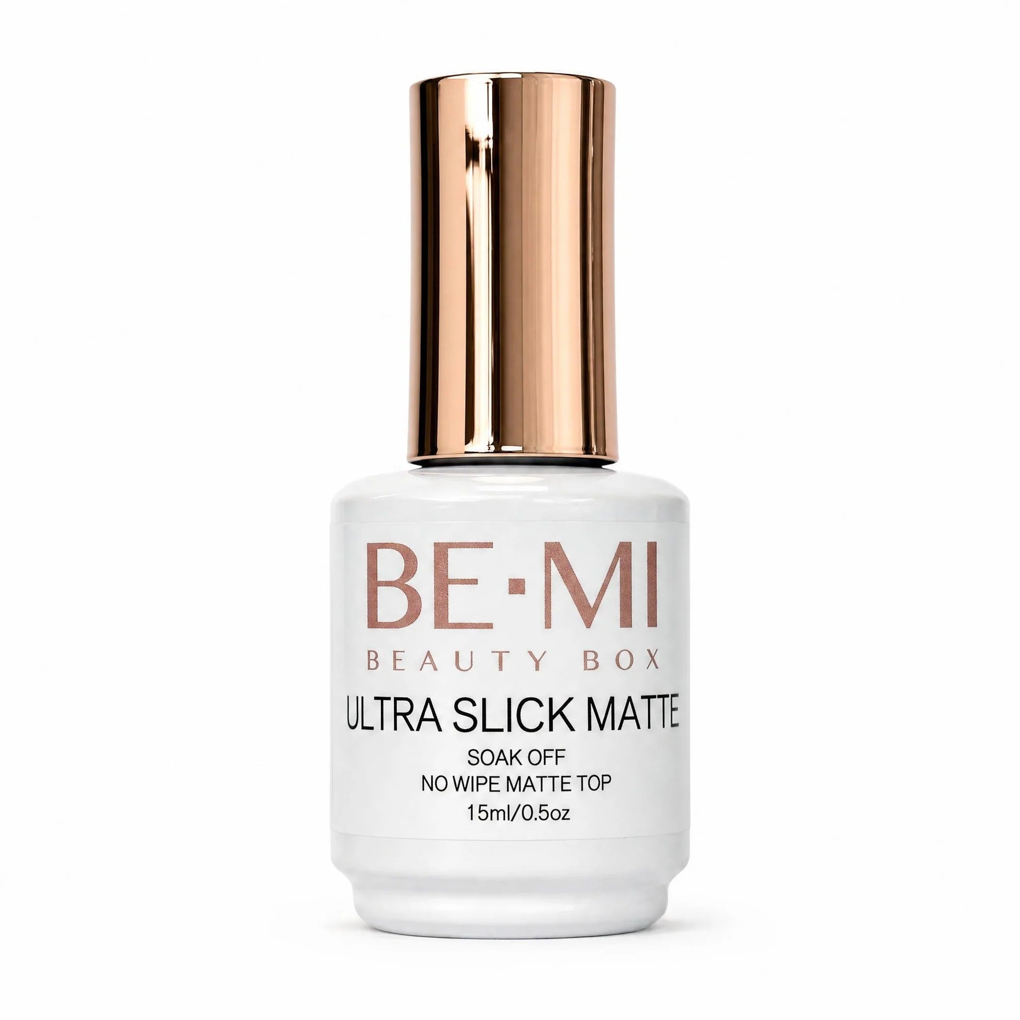 BEMI Ultra Slick Matte gel top coat designed to provide a smooth velvet matte finish, fast LED or UV curing, and long-lasting protection for professional gel manicures.