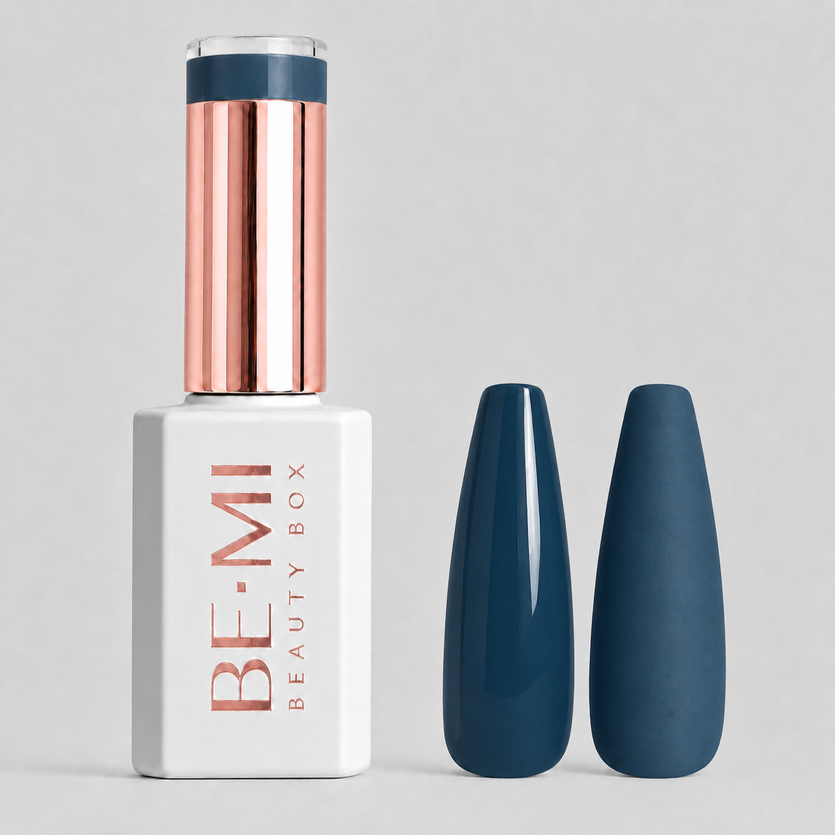 BEMI Creami F02 Gel Polish bottle and color swatch demonstrating full-coverage, self-leveling viscosity designed for professional, streak-free application.