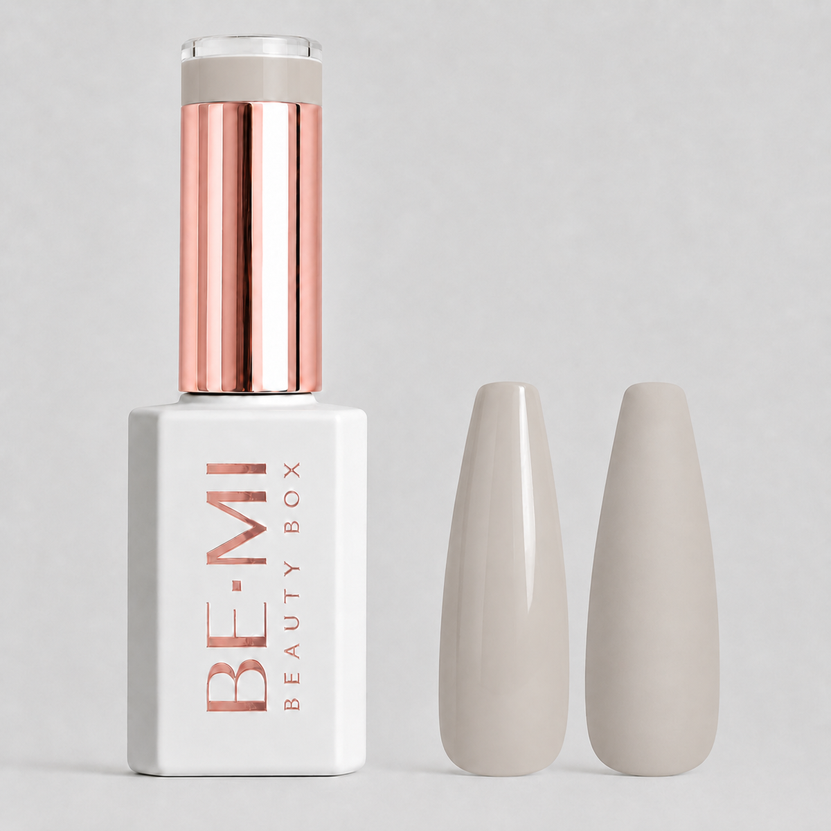 BEMI Creami F03 Gel Polish bottle and color swatch demonstrating full-coverage, self-leveling viscosity designed for professional, streak-free application.