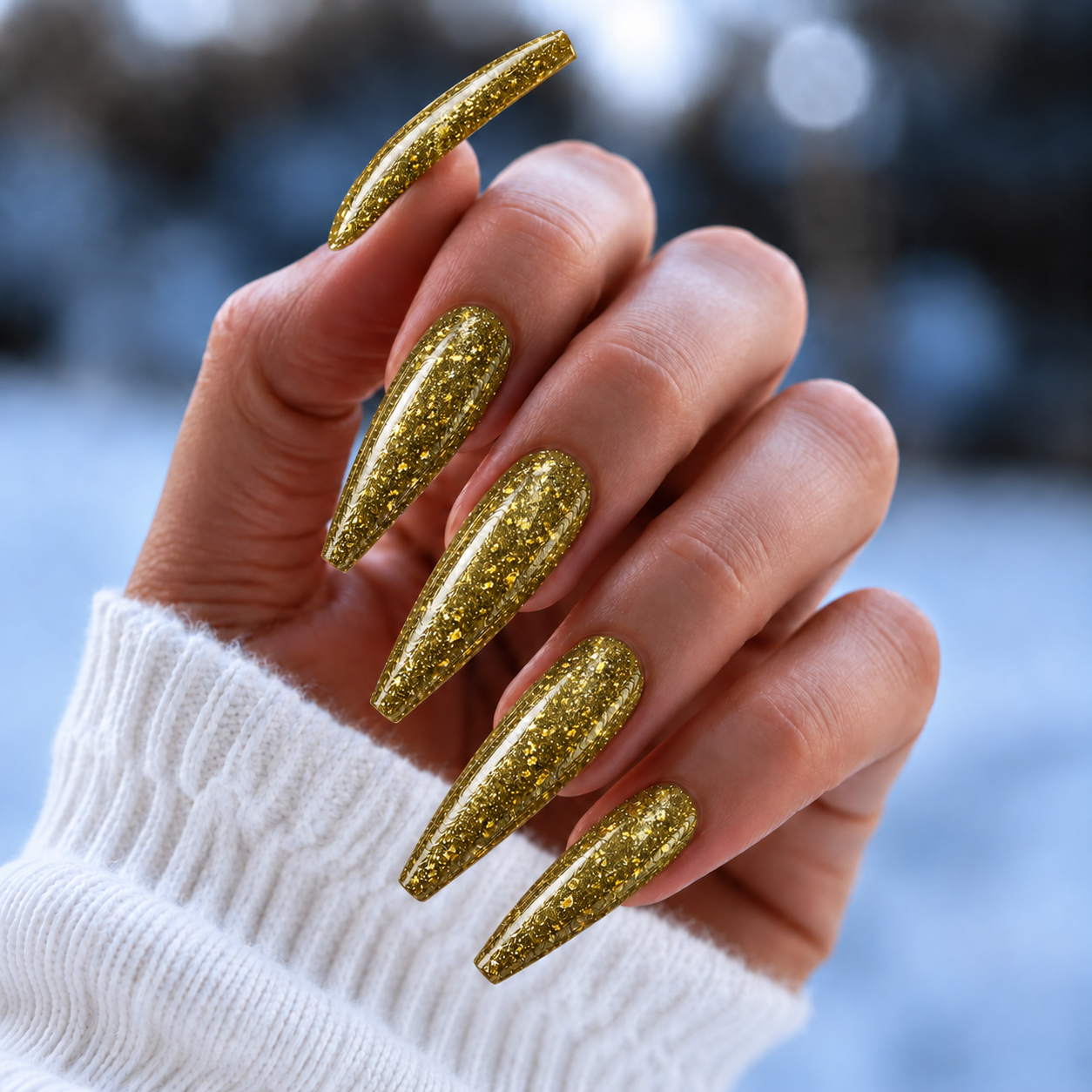 Gold Metal Leaf nails.